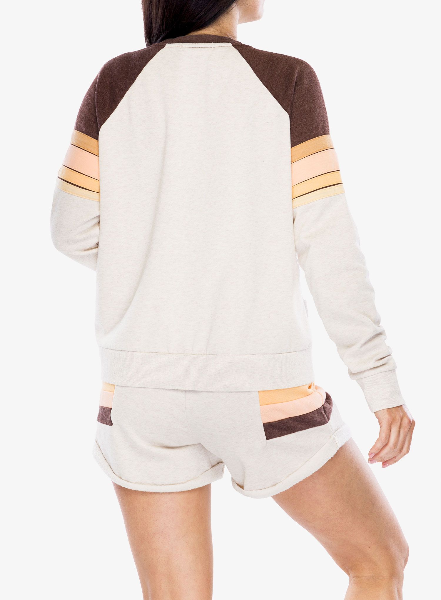 Ženska jopica brez kapuce Rip Curl Surf Revival Raglan Crew - oatmeal marle
