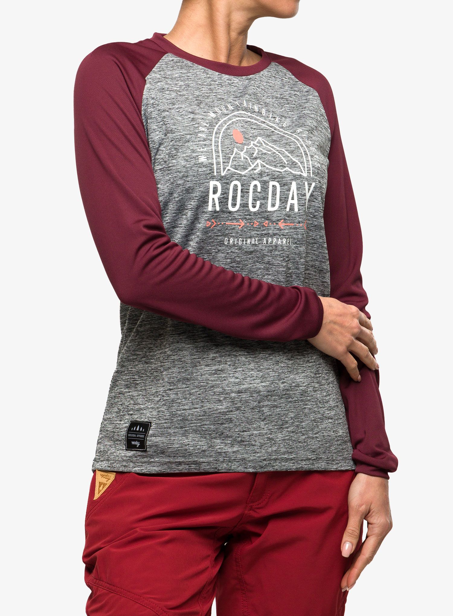 Ženska kolesarska jopa Rocday Camber - melange/burgundy