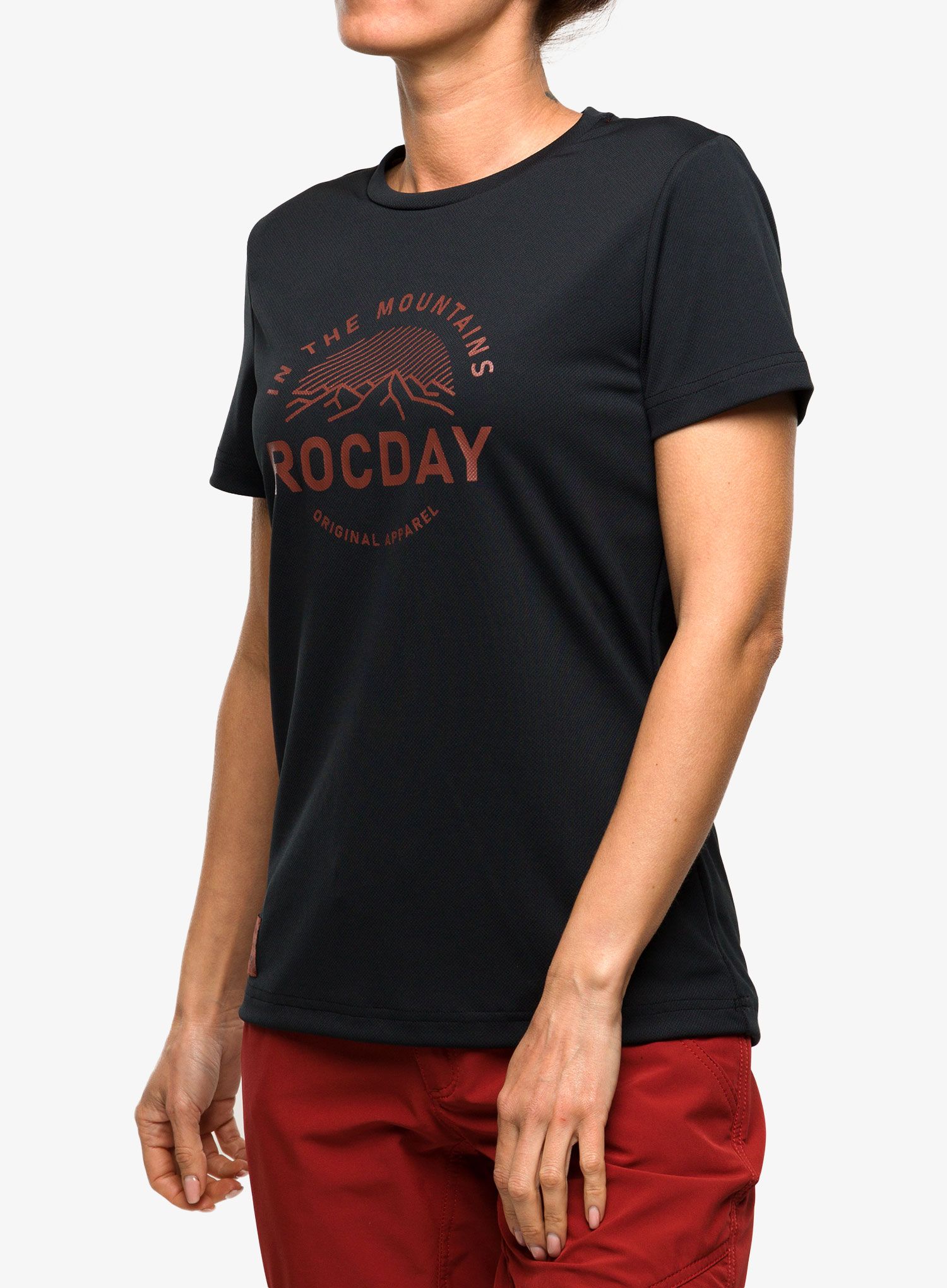 Ženska kolesarska majica Rocday Monty - black/red