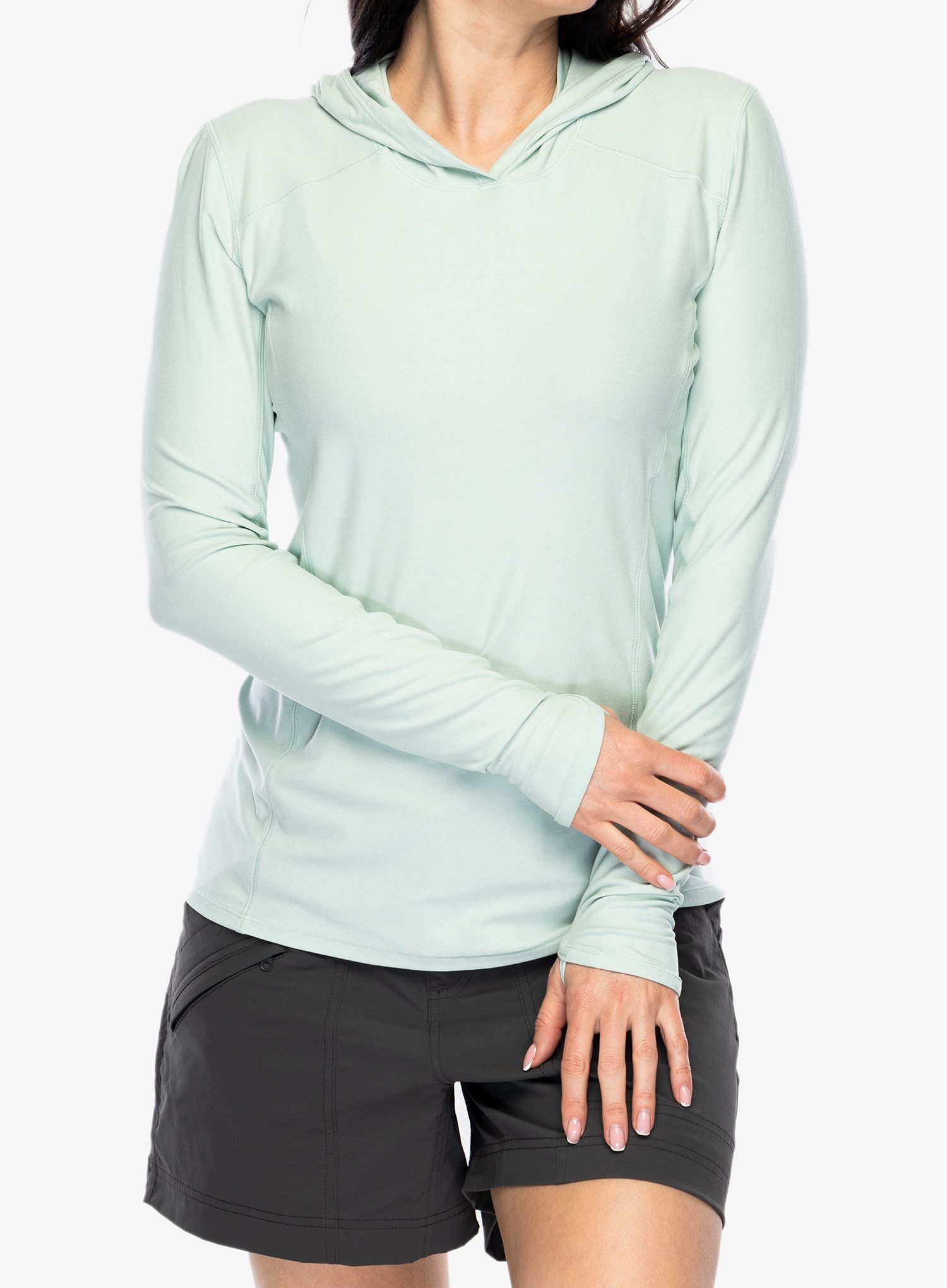 Ženska jopa s kapuco Royal Robbins Amp Lite Hoodie - surf spray htr