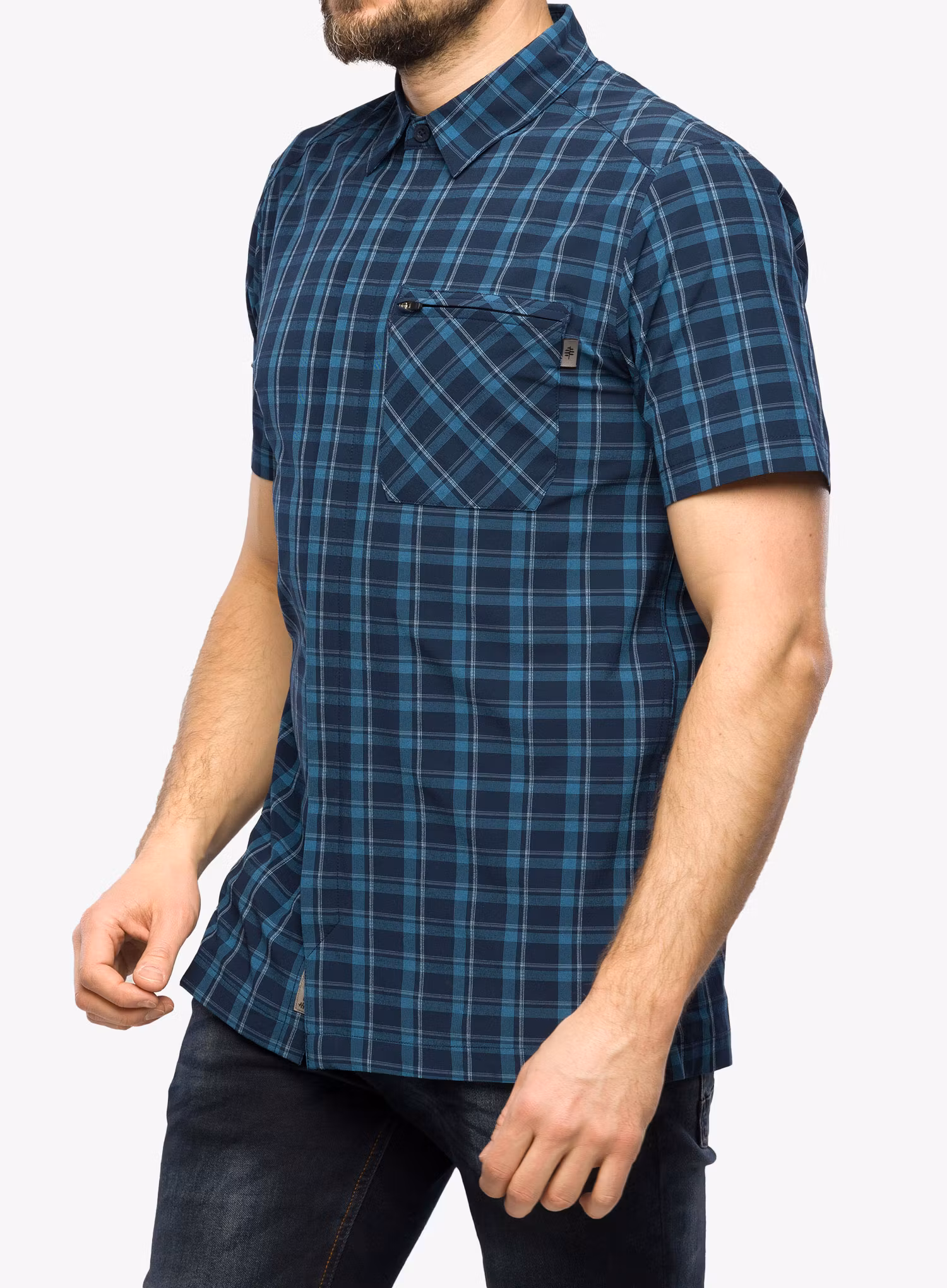 Srajca Royal Robbins Amp Lite Plaid SS - dp blue cloverdale pld