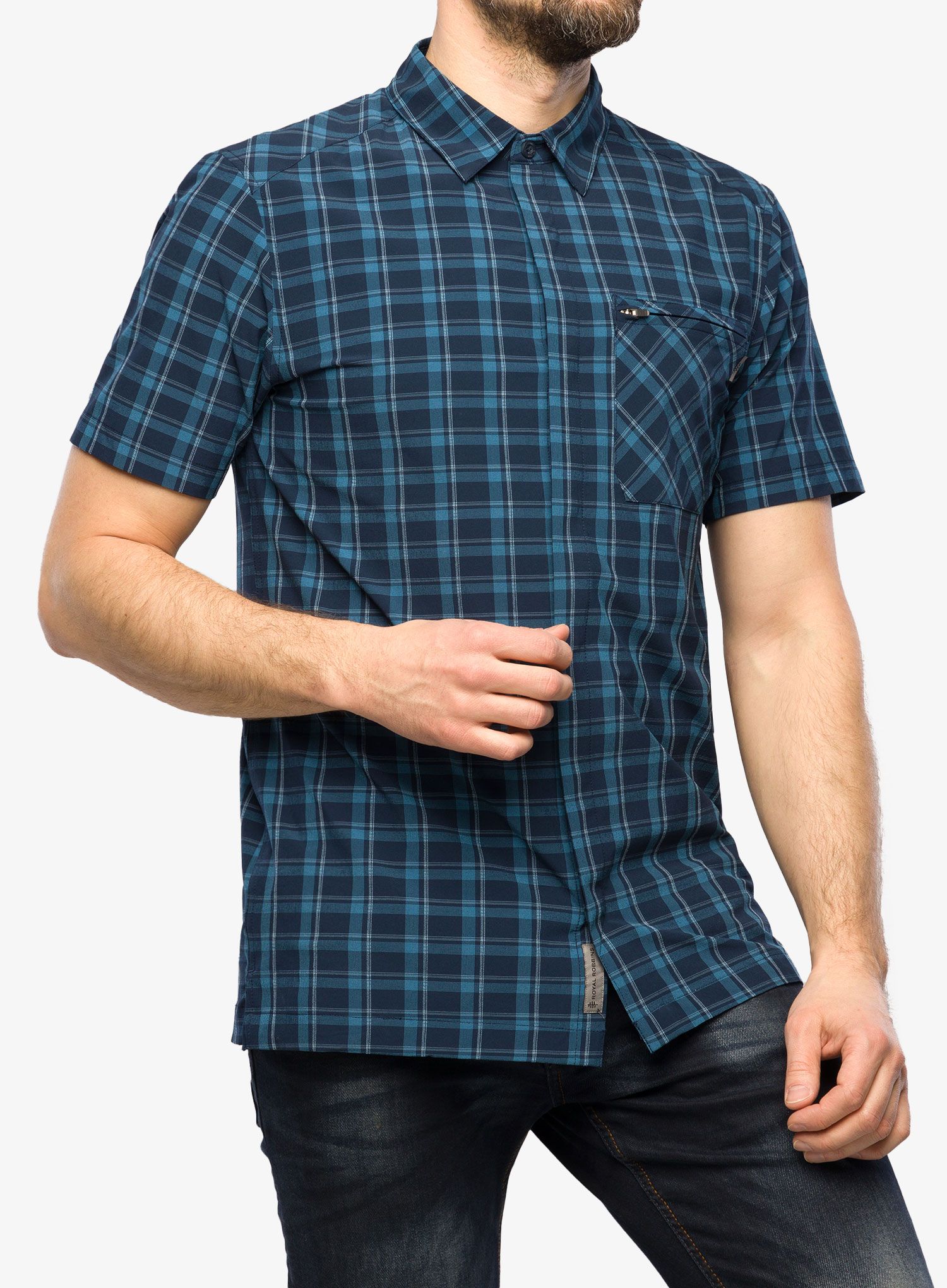 Srajca Royal Robbins Amp Lite Plaid SS - dp blue cloverdale pld