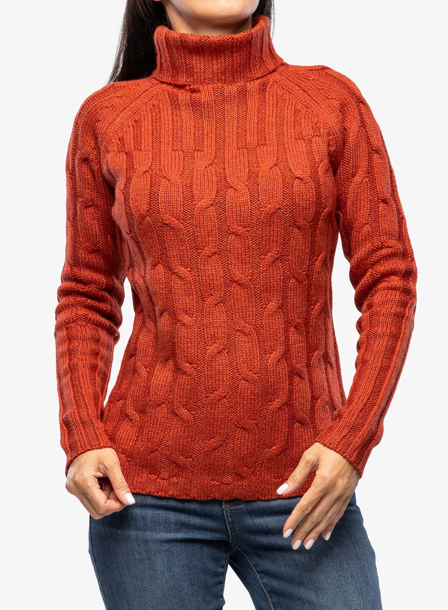 Ženski pulover Royal Robbins Baylands Cable Turtleneck - redwood htr