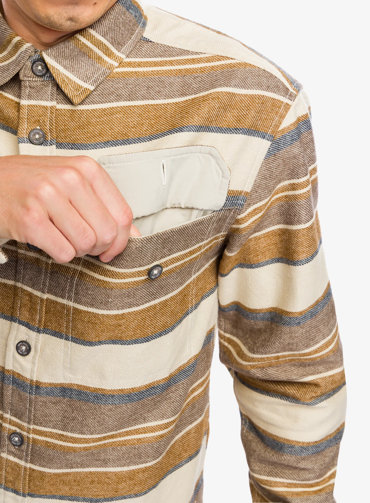 Pohodniška srajca Royal Robbins Clouds Rest Hemp LS - bistre pacific crest stripe