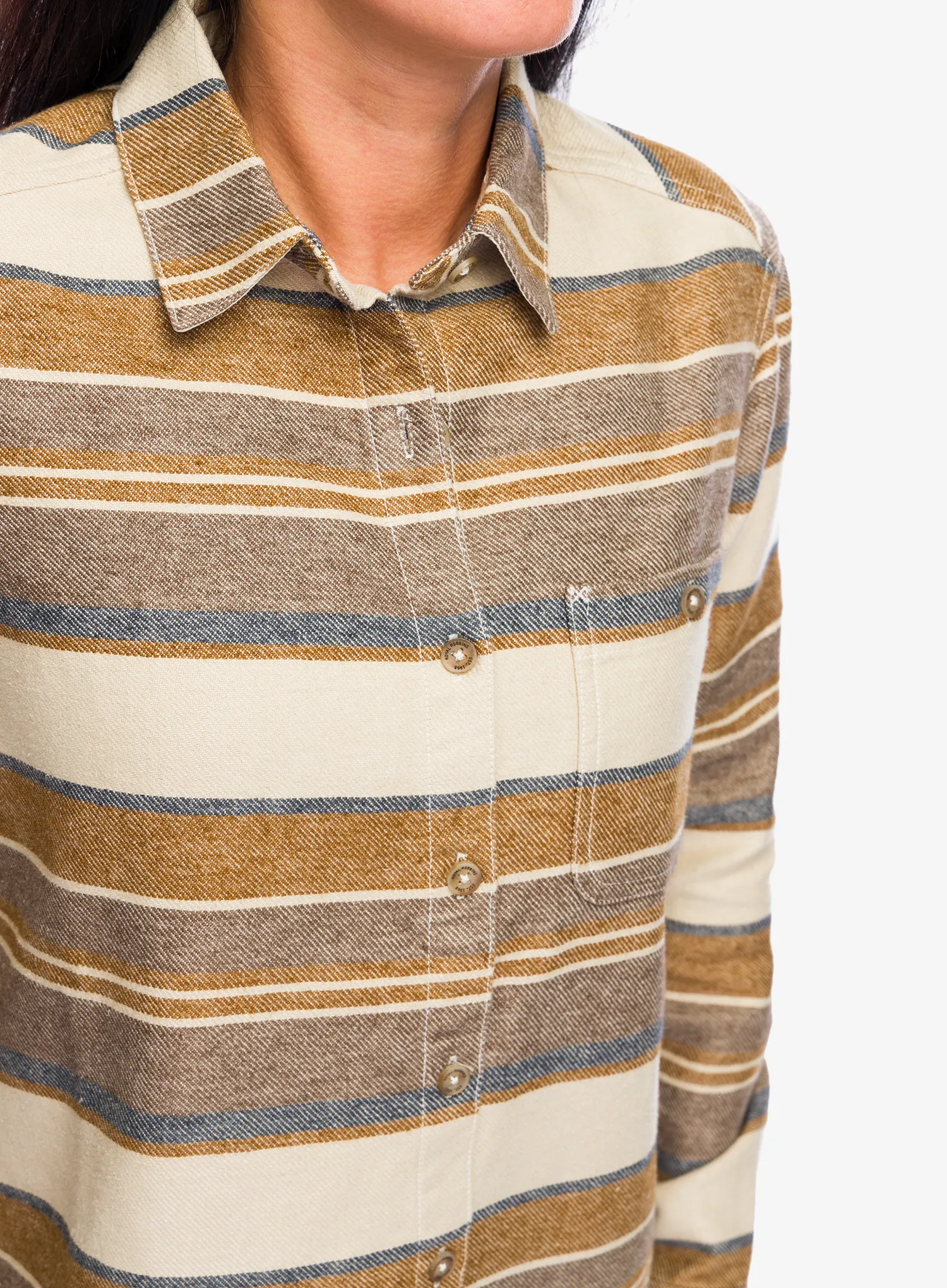 Ženska srajca Royal Robbins Clouds Rest Hemp LS - bistre pacific crest stripe