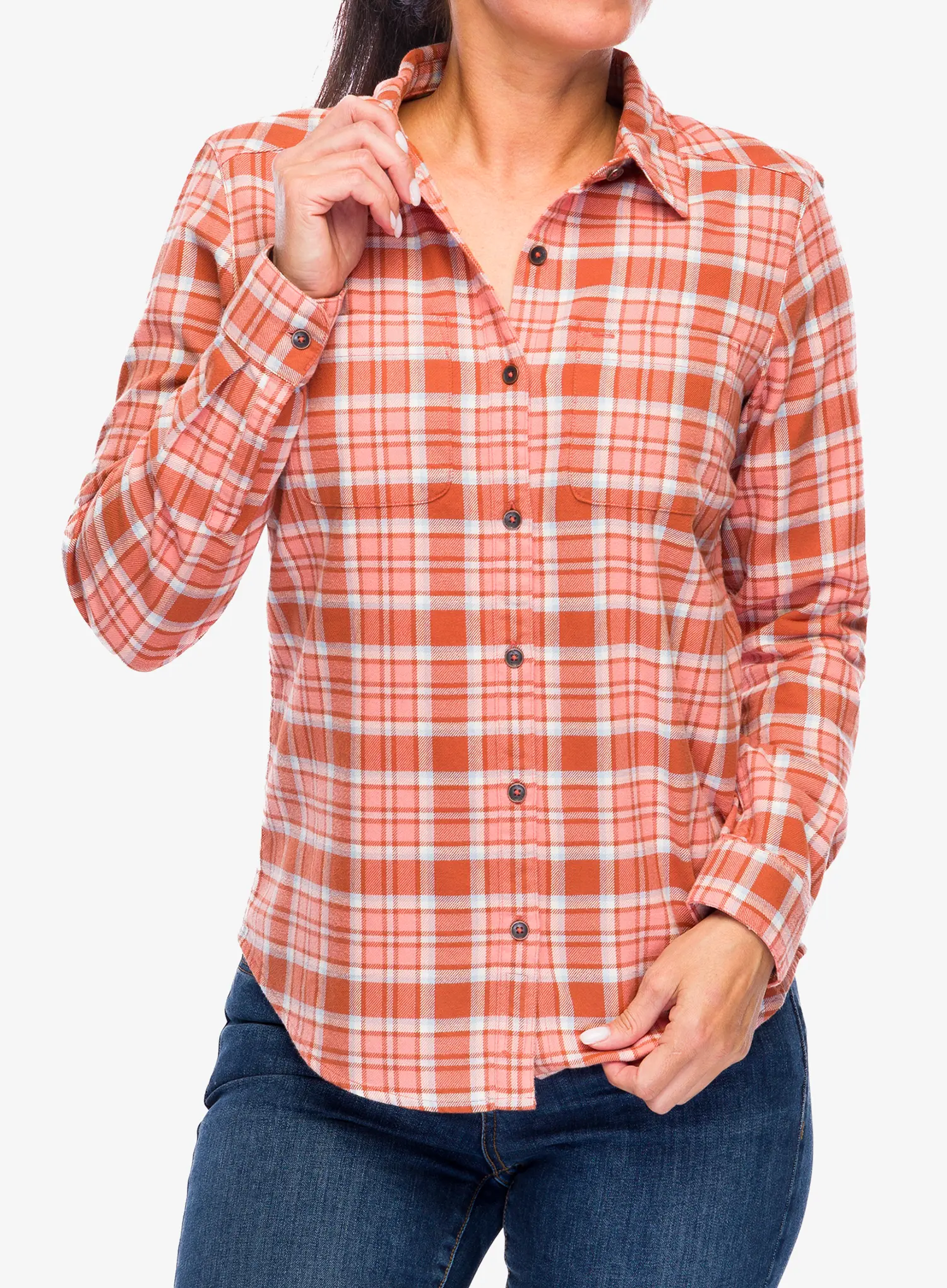 Ženska srajca Royal Robbins Lieback Organic Cotton Flannel LS - baked clay tomales pld