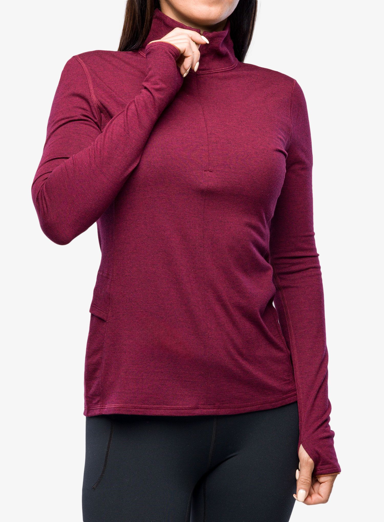 Jopica Royal Robbins Venturelayer 200 1/4 Zip LS - burnt grape htr