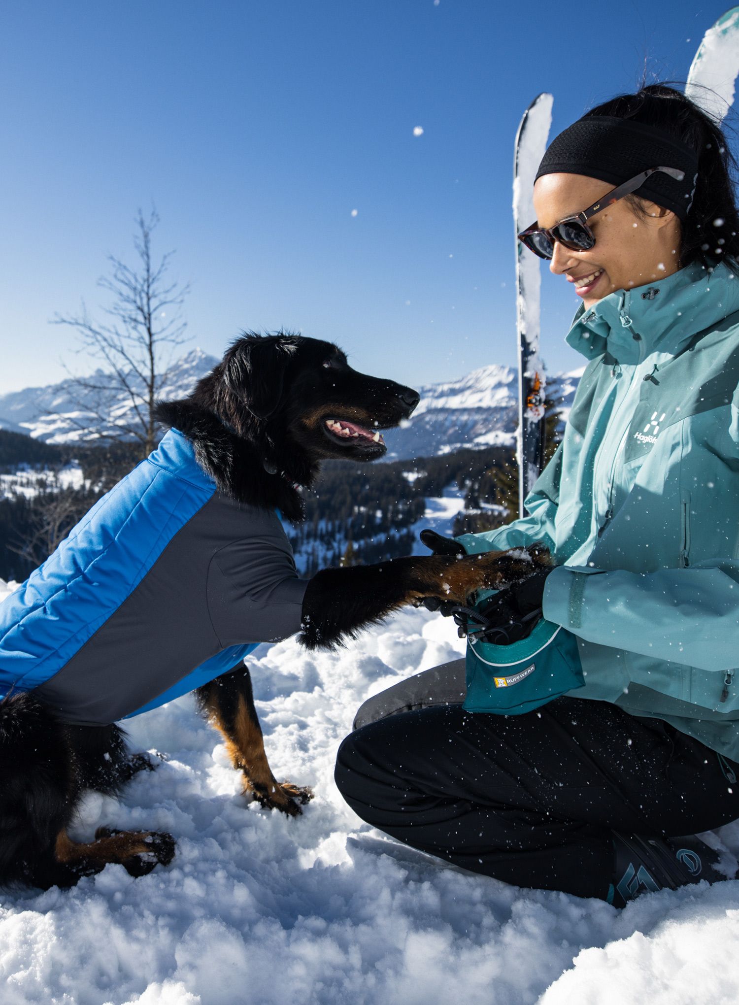 Plašč za psa Ruffwear Powder Hound Jacket - pool blue