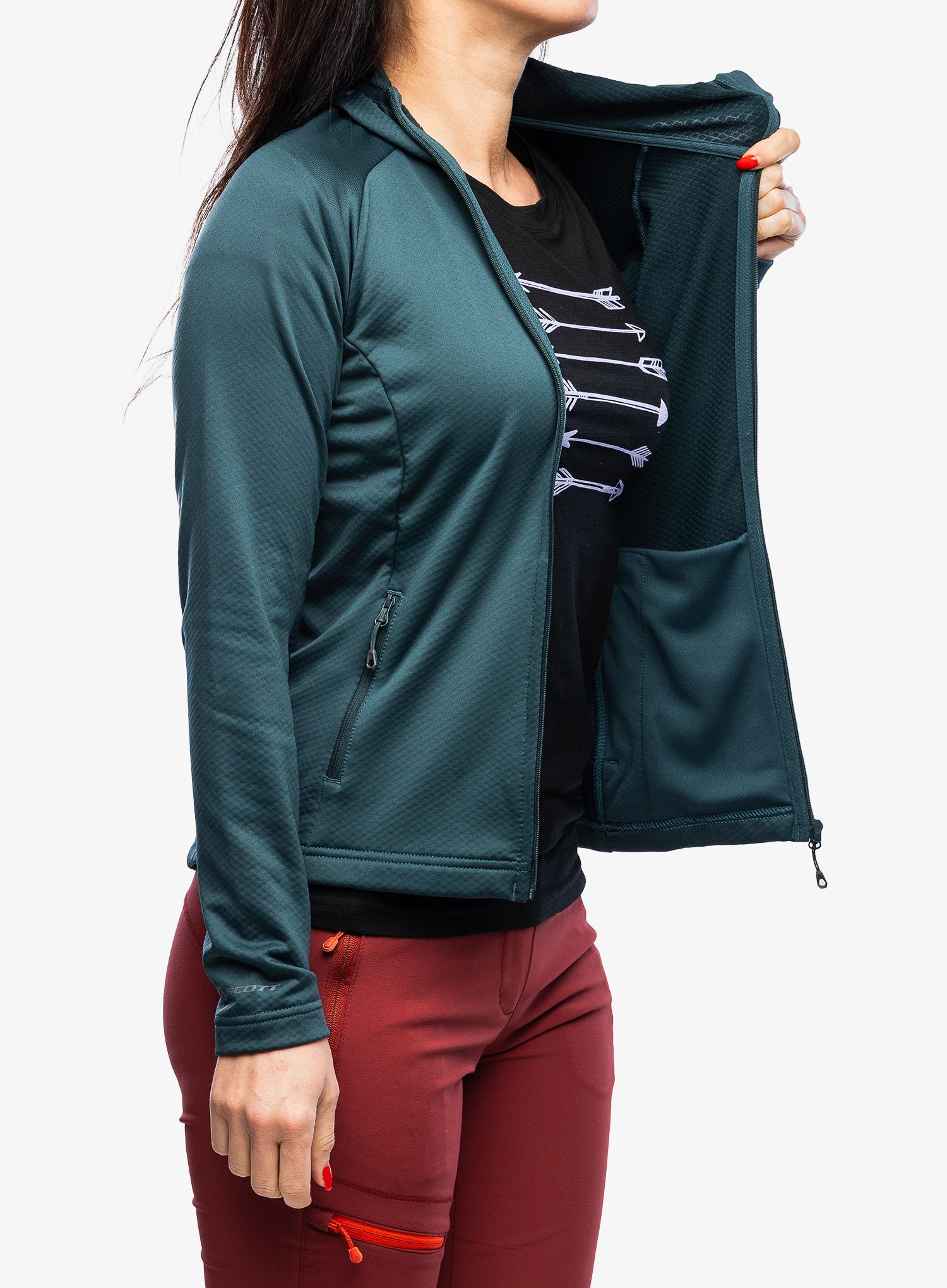 Ženski flis SCOTT Defined Tech Hoody - green