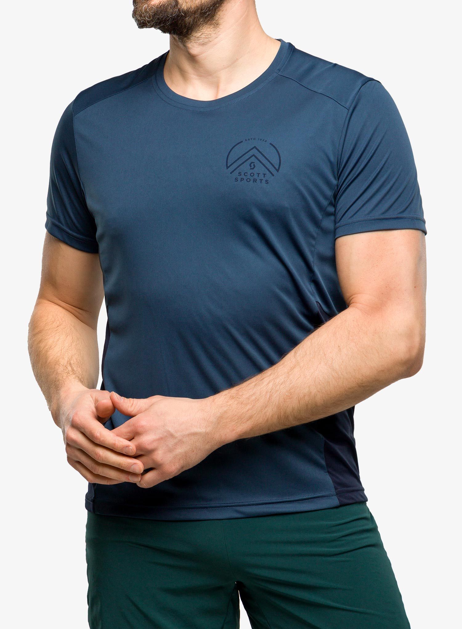 Športna majica SCOTT Endurance Tech S/S - metal blue/dark blue