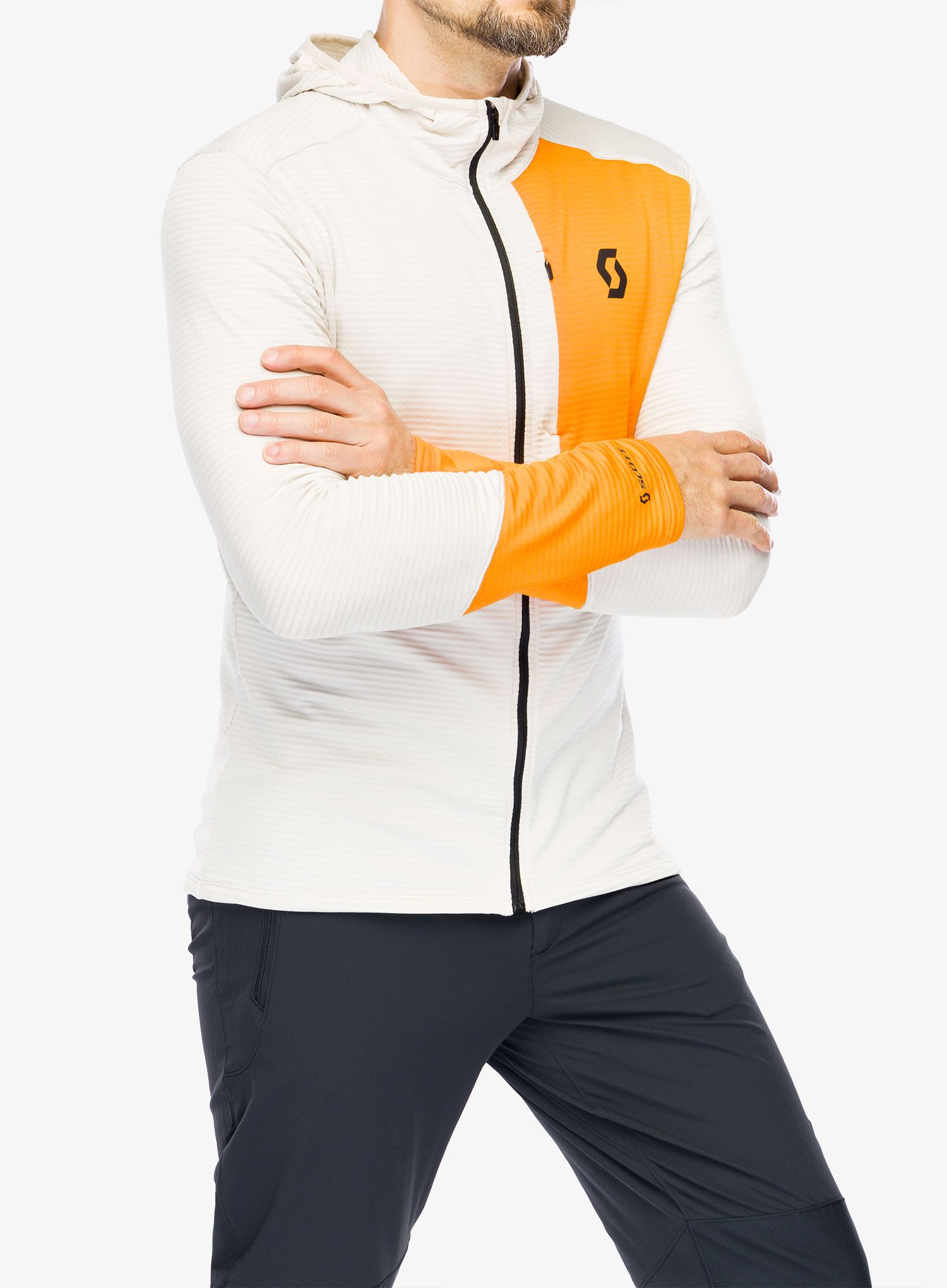 Flis SCOTT Hoody Defined Light - dust white/flash orange