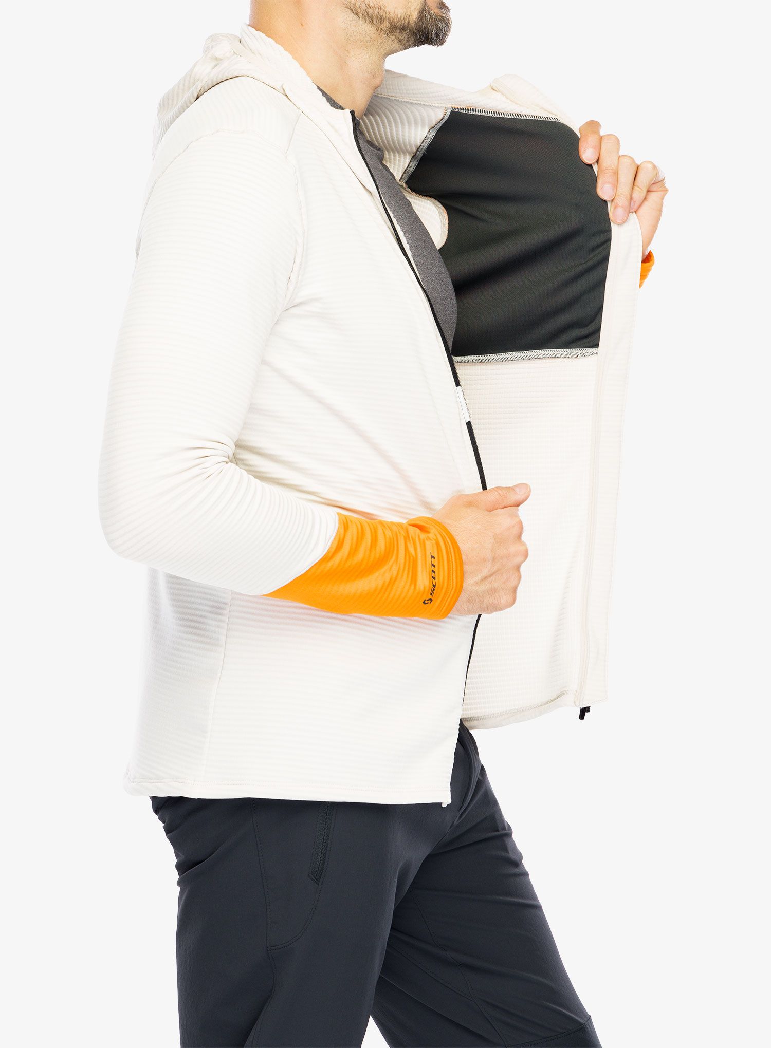 Flis SCOTT Hoody Defined Light - dust white/flash orange