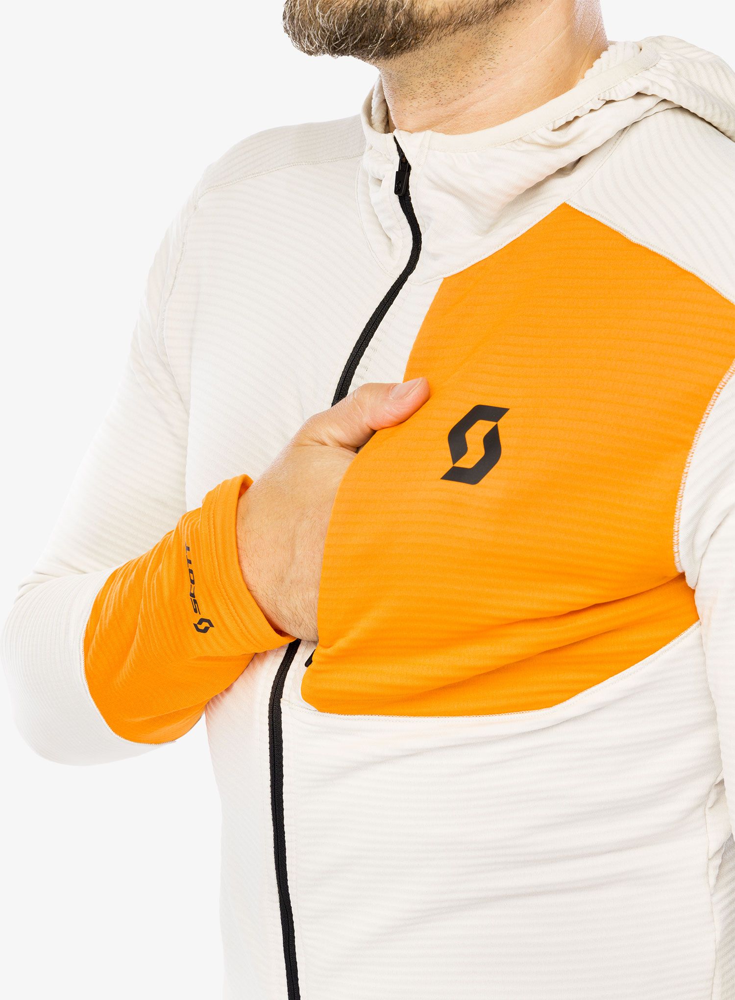 Flis SCOTT Hoody Defined Light - dust white/flash orange