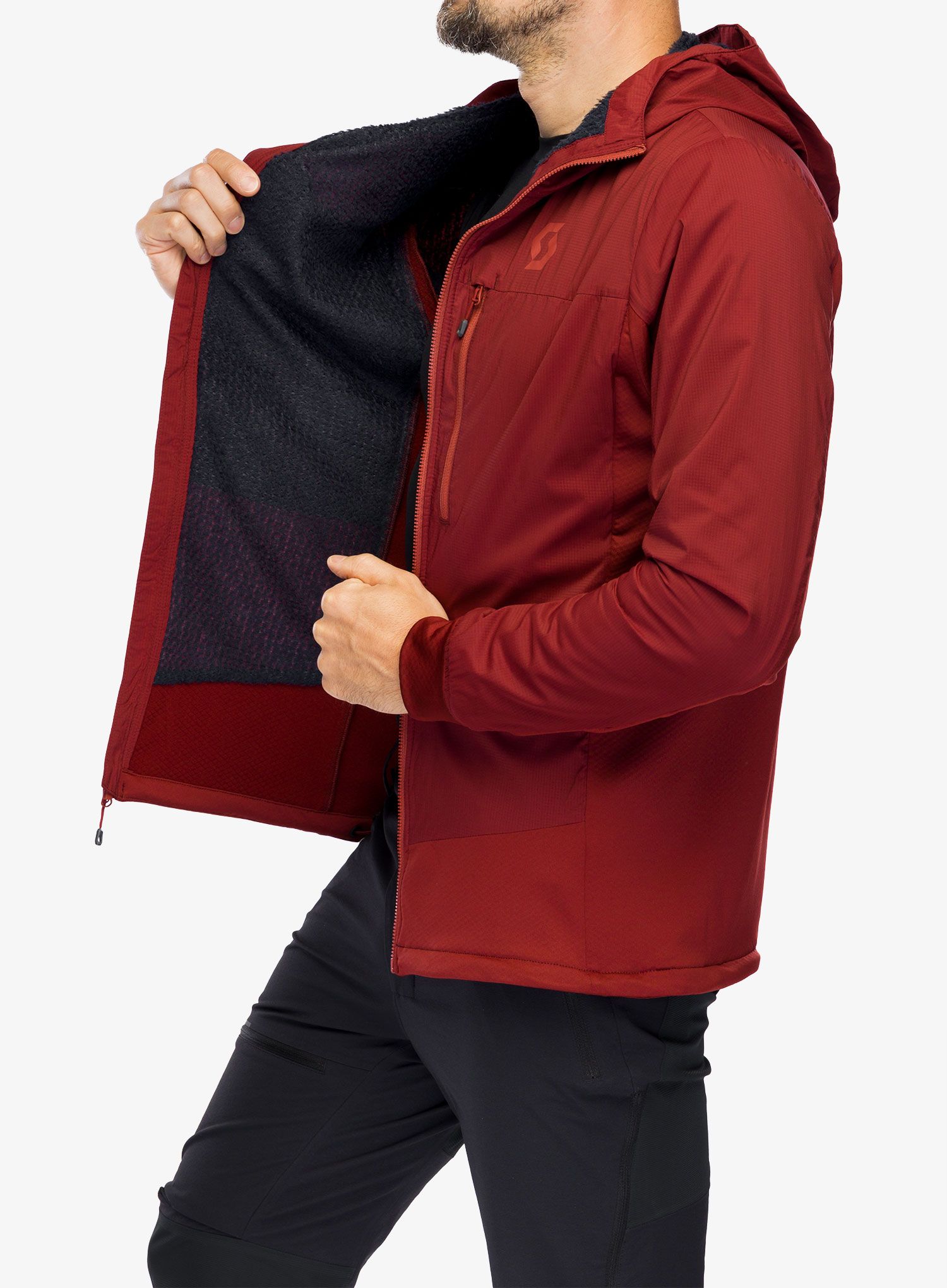 Jakna za turno smučanje SCOTT Hoody Explorair Alpha - wood red