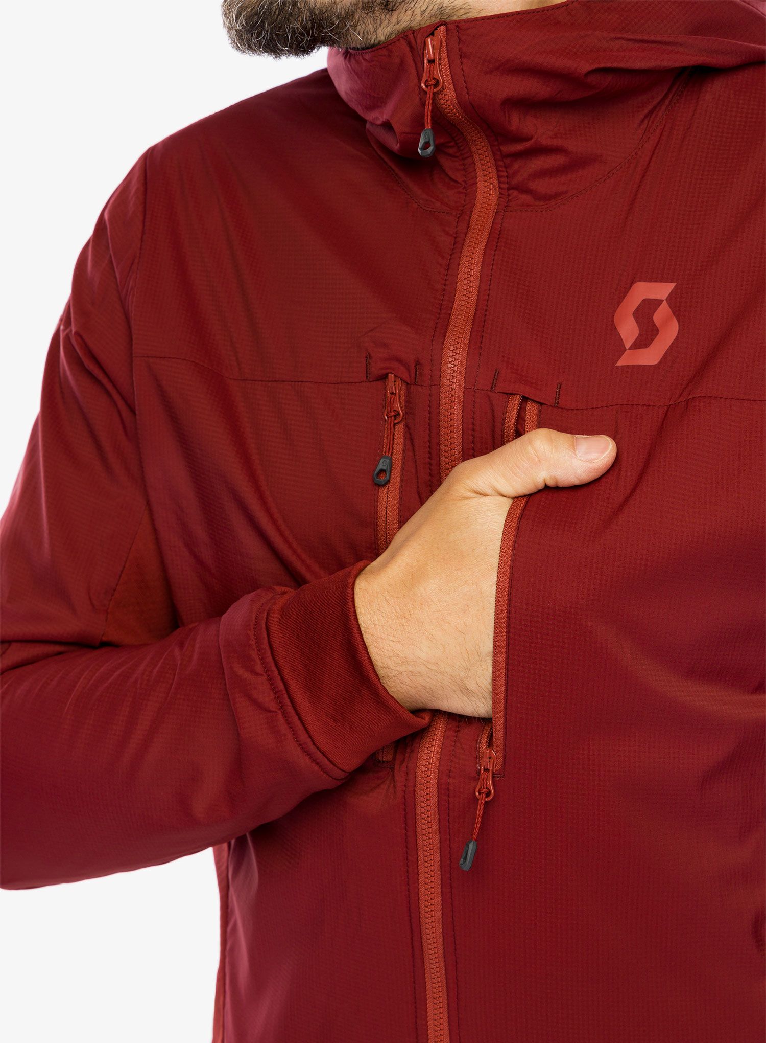 Jakna za turno smučanje SCOTT Hoody Explorair Alpha - wood red