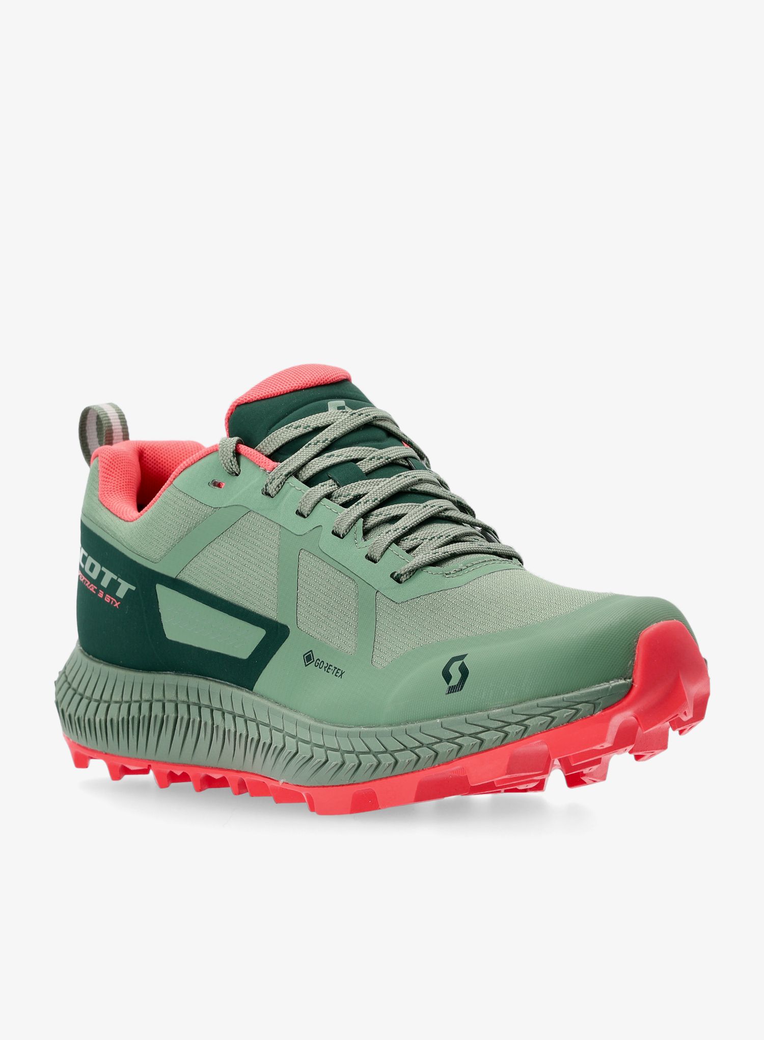 Ženski tekaški čevlji SCOTT Supertrac 3 GTX - frost green/coral pink