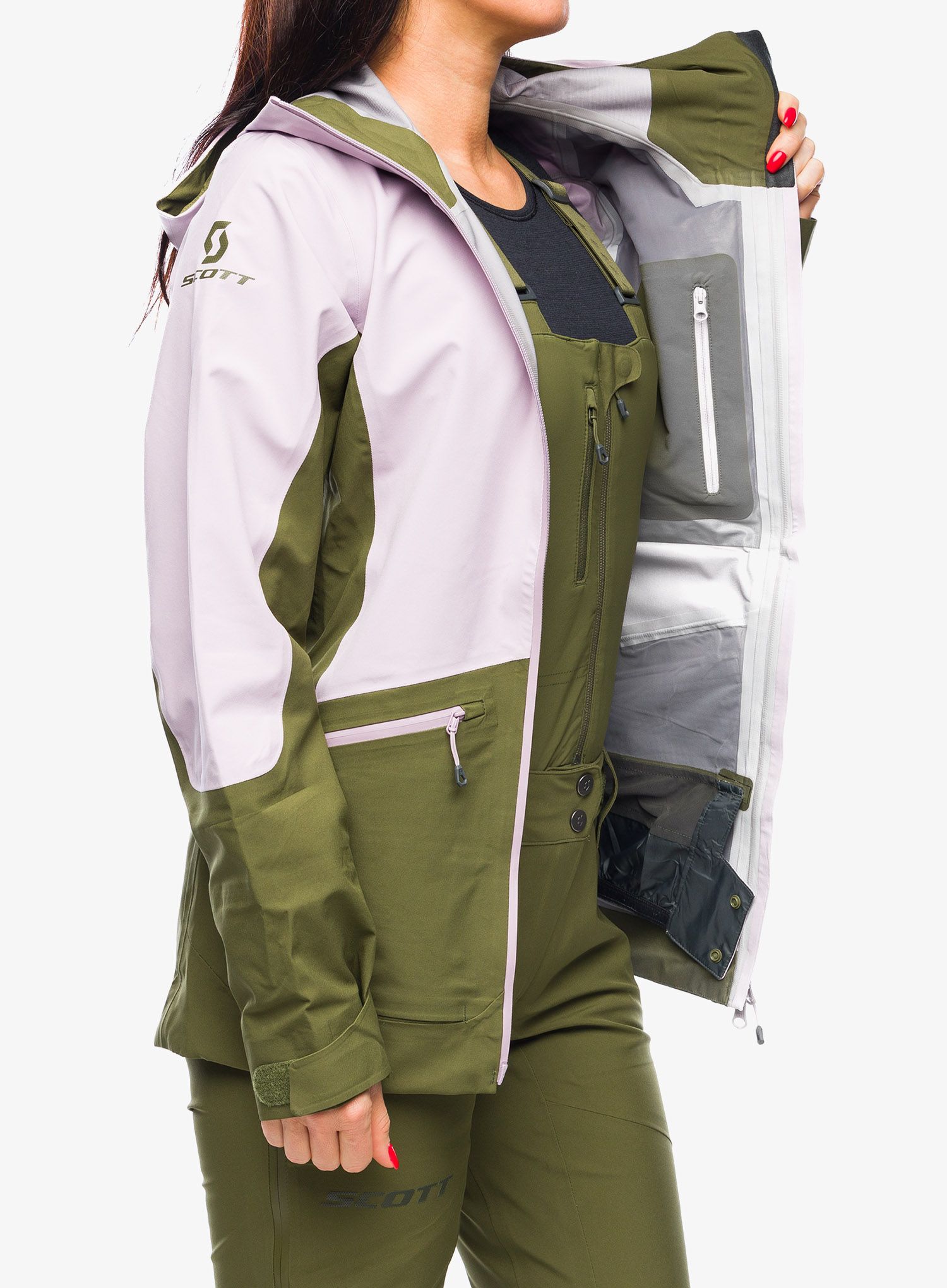 Ženska jakna SCOTT Vertic 3L Jacket - cloud pink/fir green