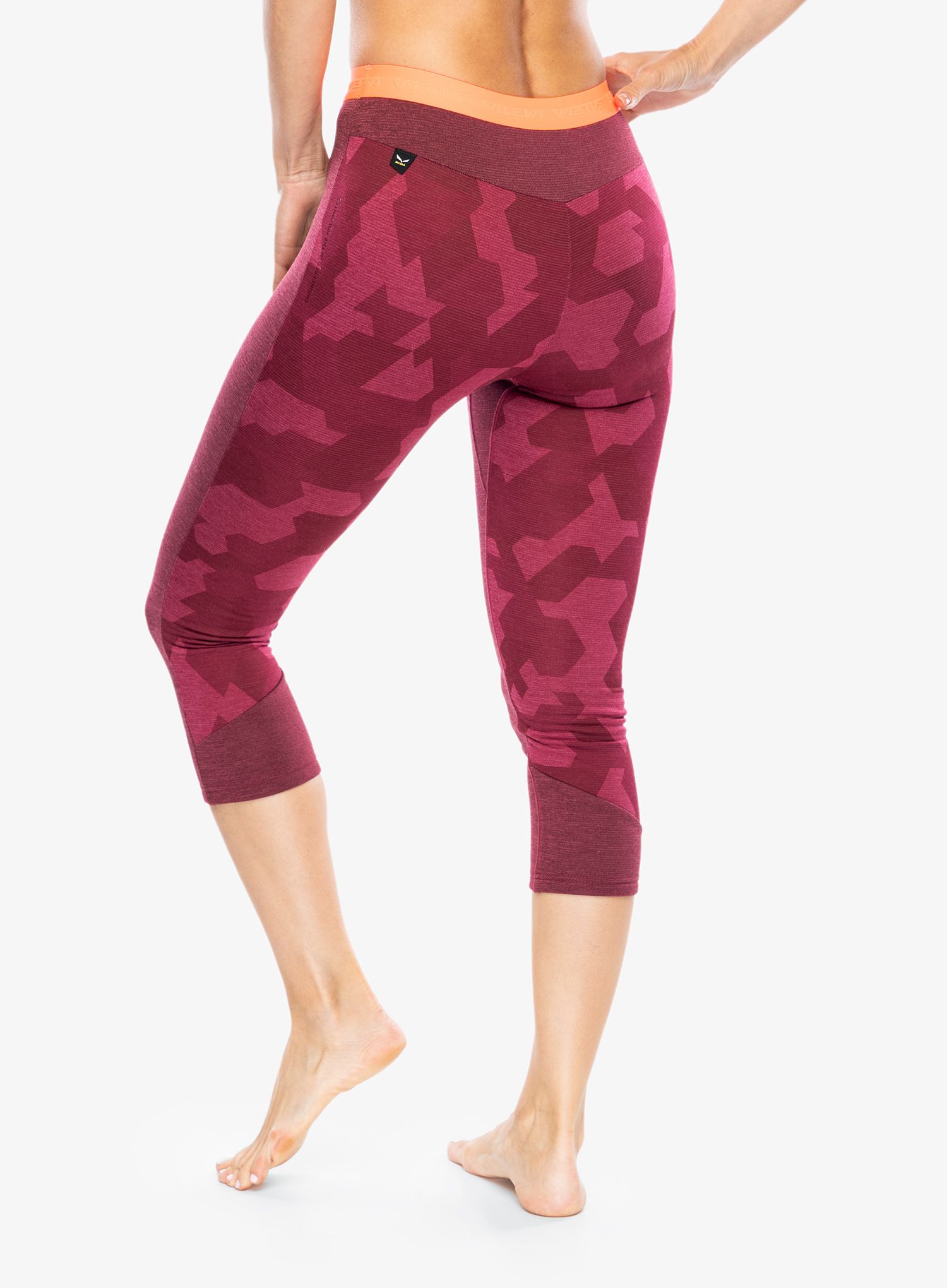 Ženske termo pajkice Salewa Boe Alpine Merino 3/4 Tight - rhodo red
