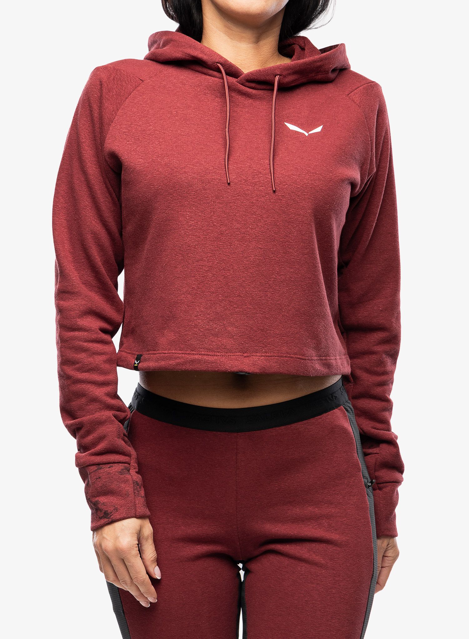 Ženska jopica s kapuco Salewa Lavaredo Hemp Crop Hoodie - syrah