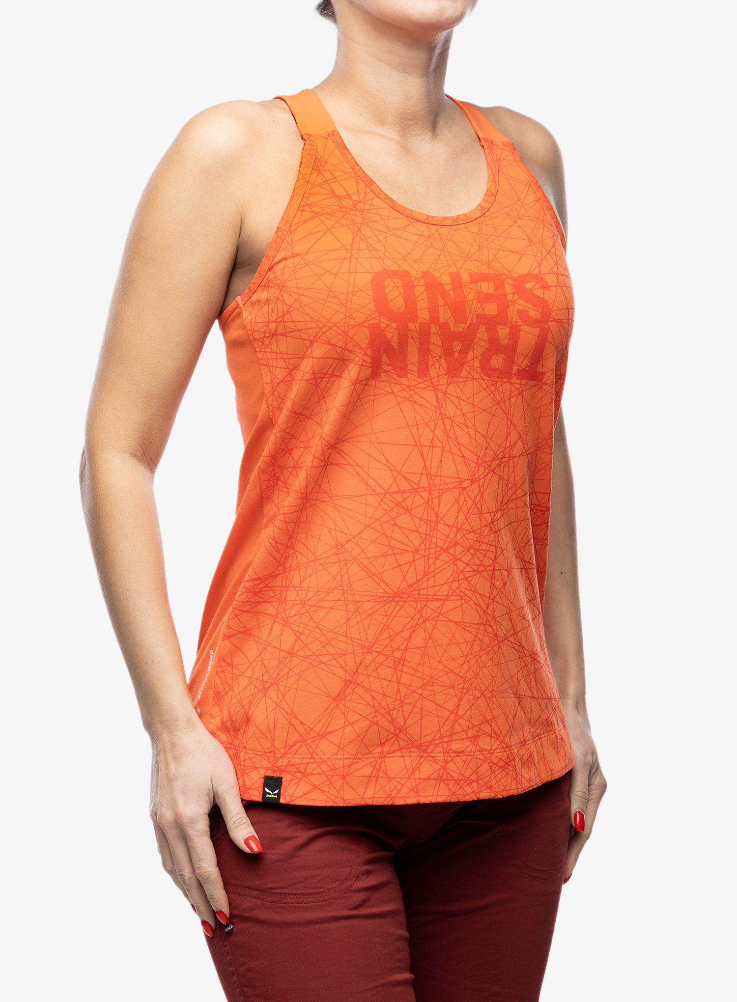Ženska majica Salewa Lavaredo Hemp Print Tankt - red orange