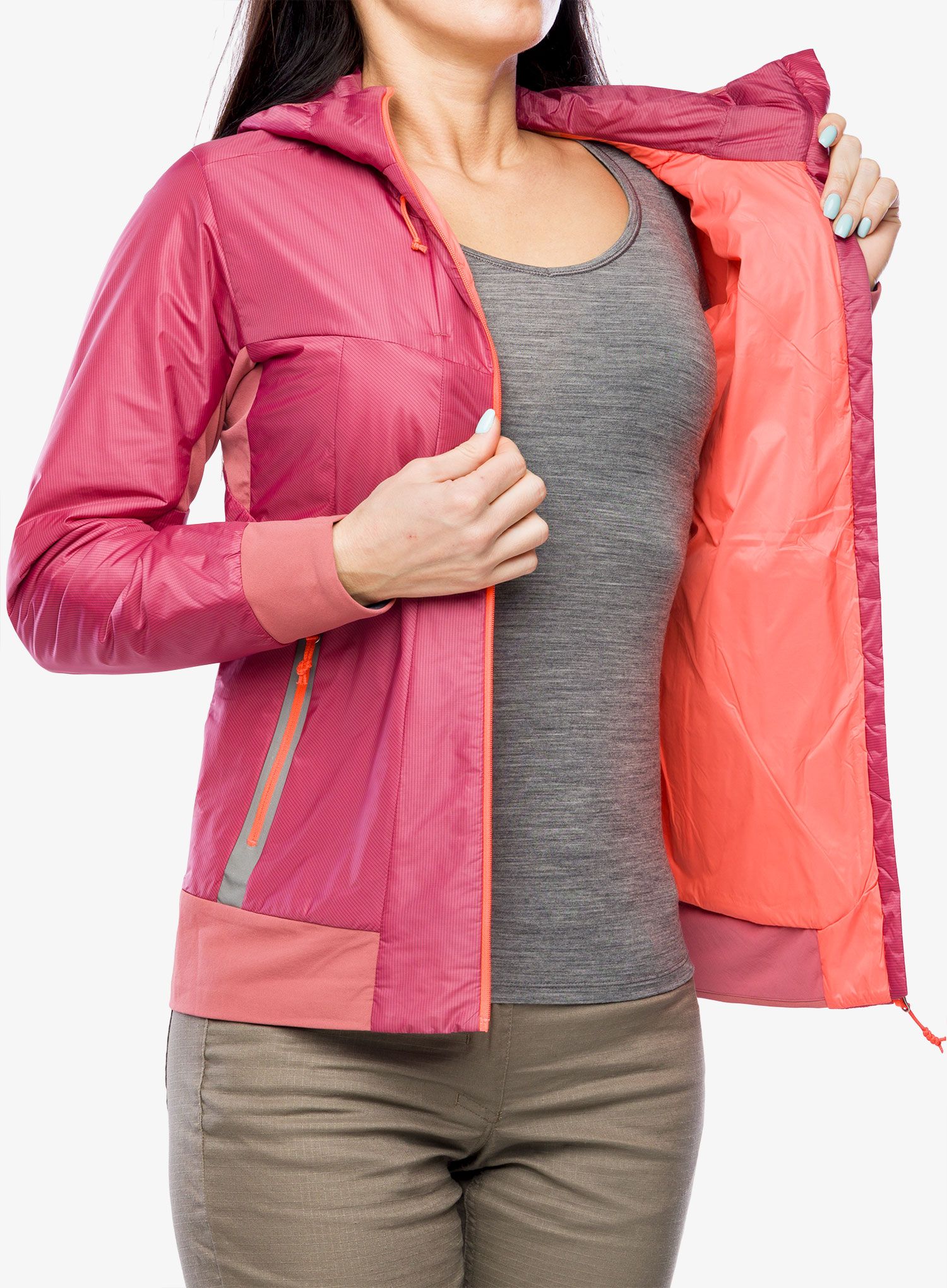 Ženska jakna Salewa Pedroc Hybrid TWR Hood Jacket - mauvemood