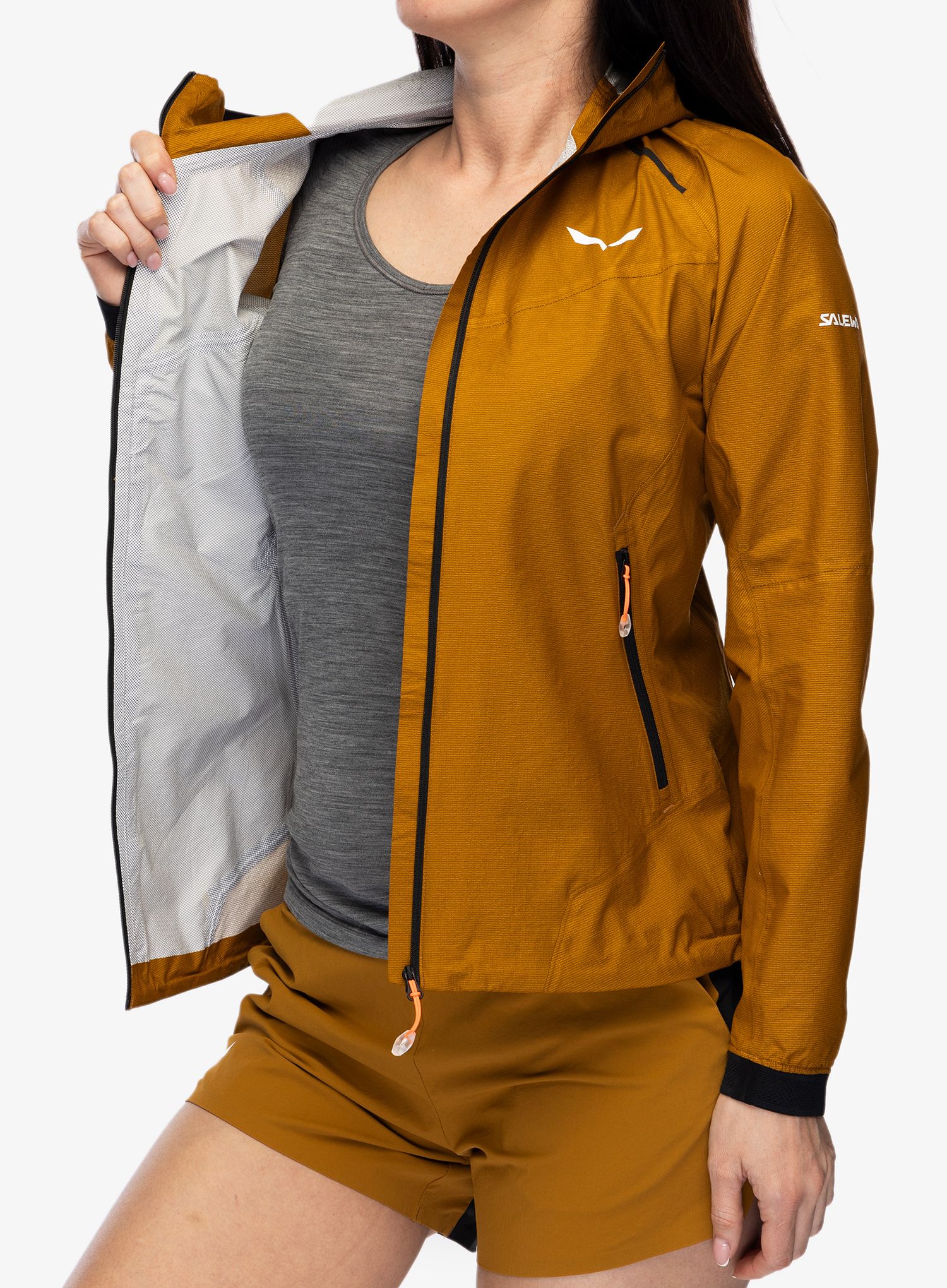 Ženska hardshell jakna Salewa Pedroc PTX 2,5L Light Jacket - golden brown