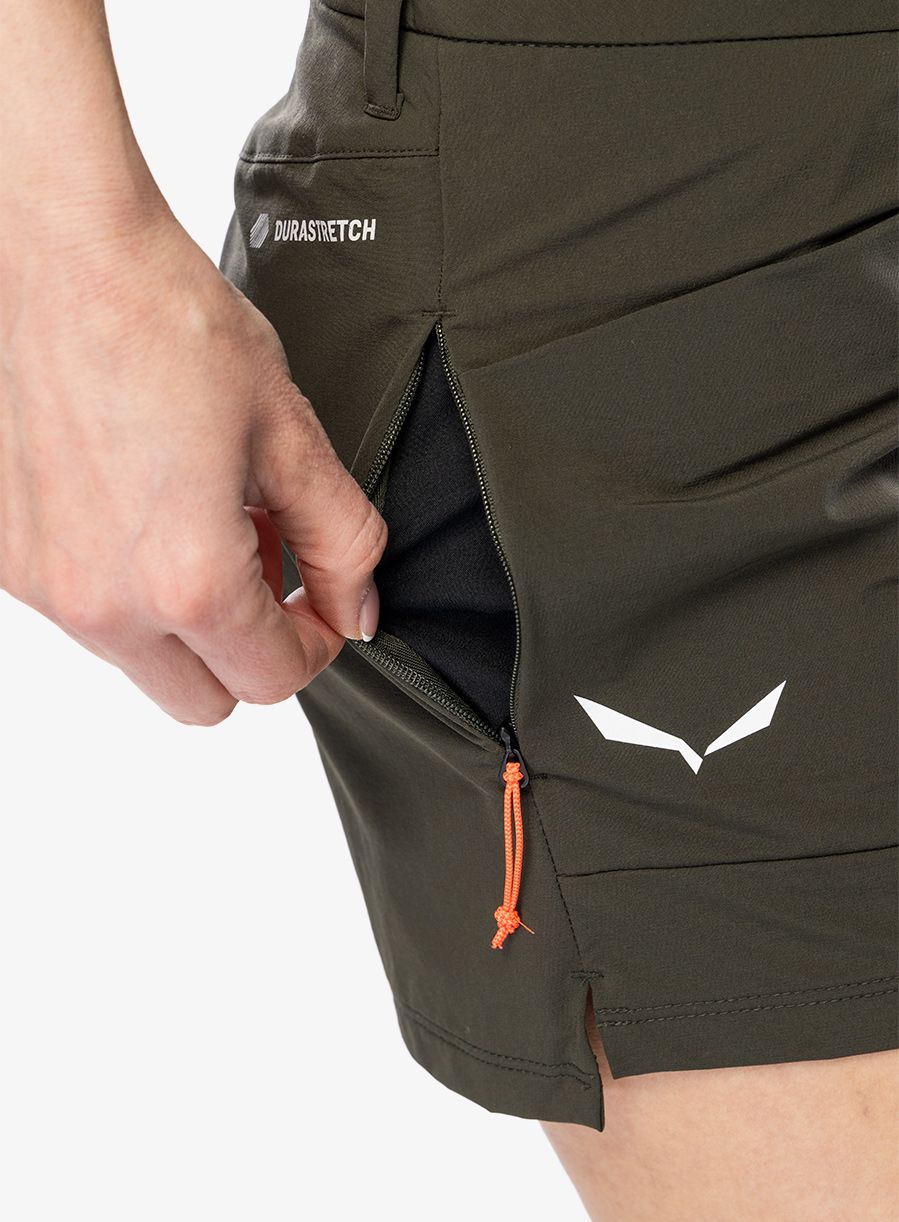 Ženske pohodniške kratke hlače Salewa Puez DST Cargo Shorts - dark olive