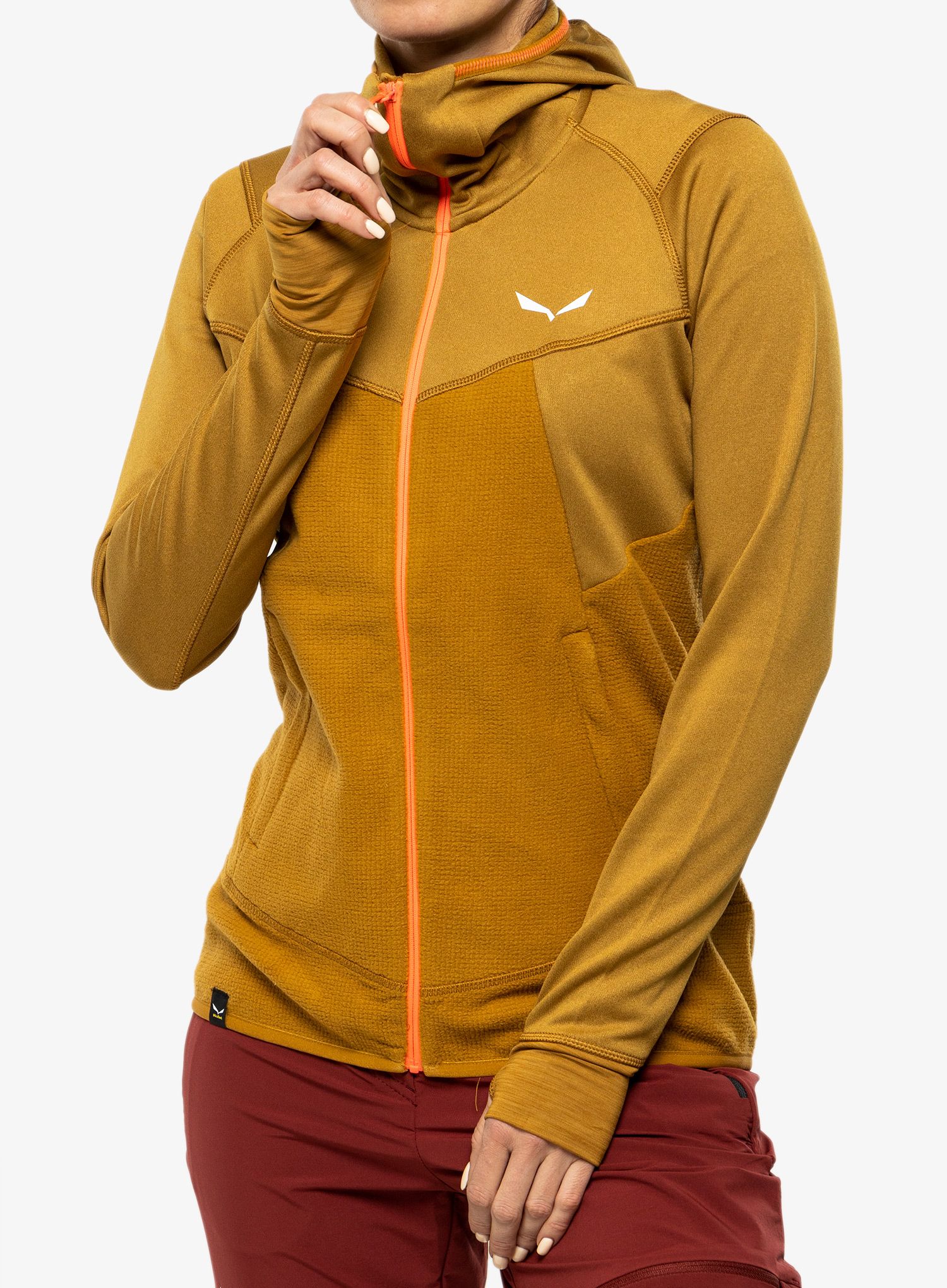 Ženski flis Salewa Puez Hybrid PL Full-Zip - golden brown melange