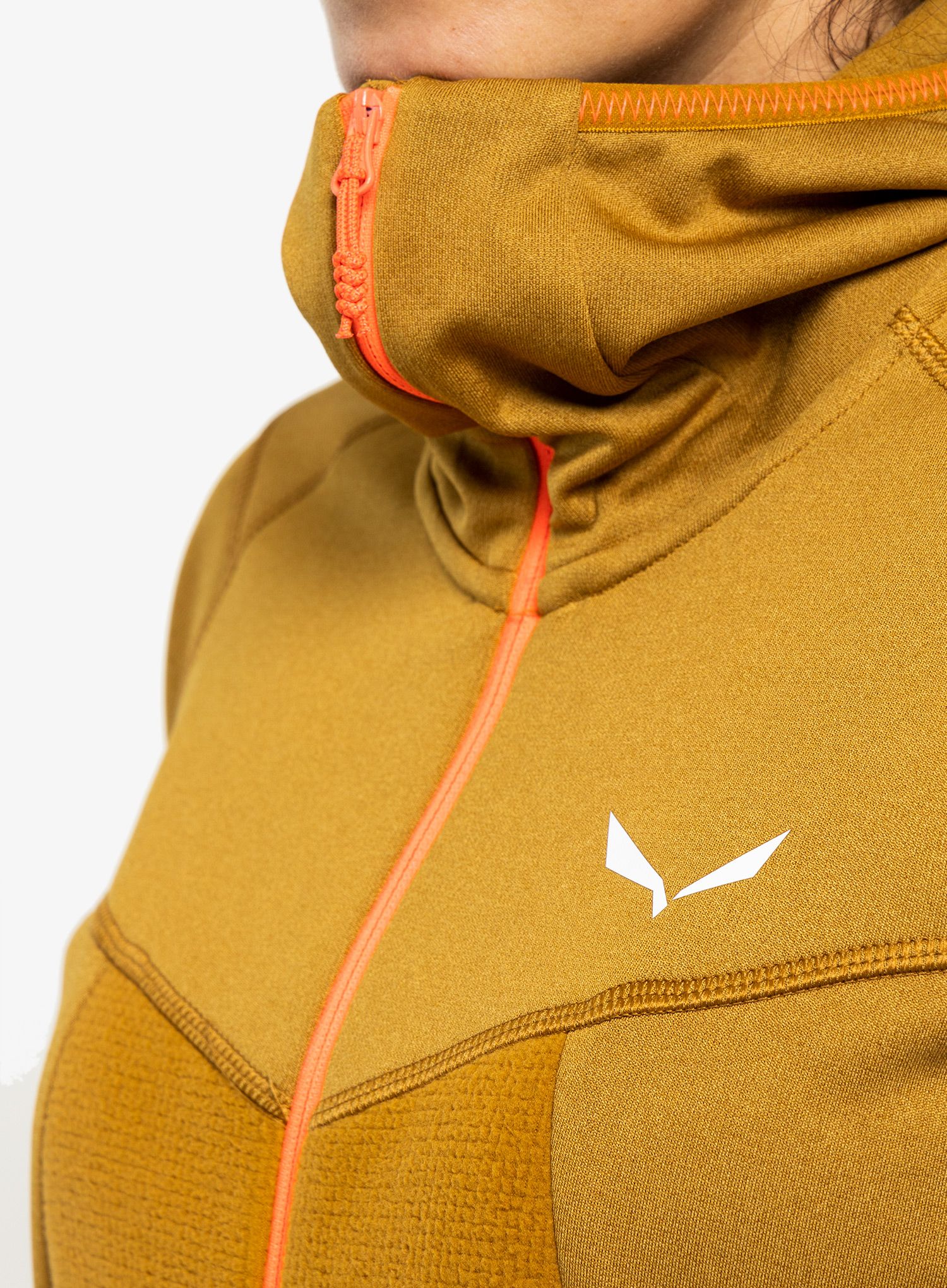 Ženski flis Salewa Puez Hybrid PL Full-Zip - golden brown melange
