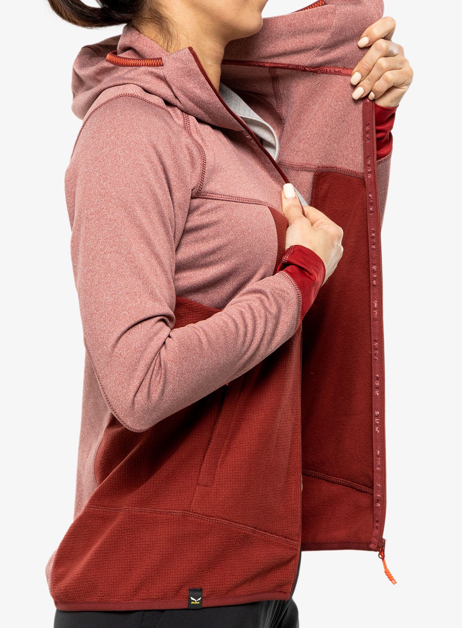 Ženska jopica Salewa Puez Hybrid PL Full-Zip - syrah malenge