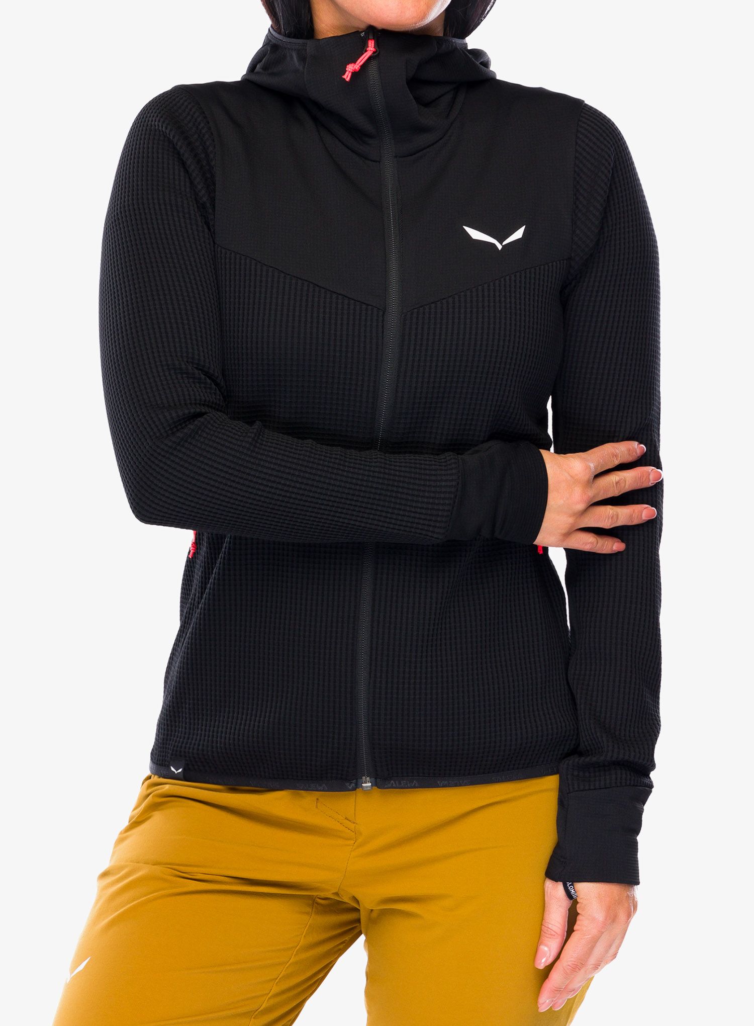 Ženska jopica Salewa Puez Waffle Hyb PL HD Jacket - black out