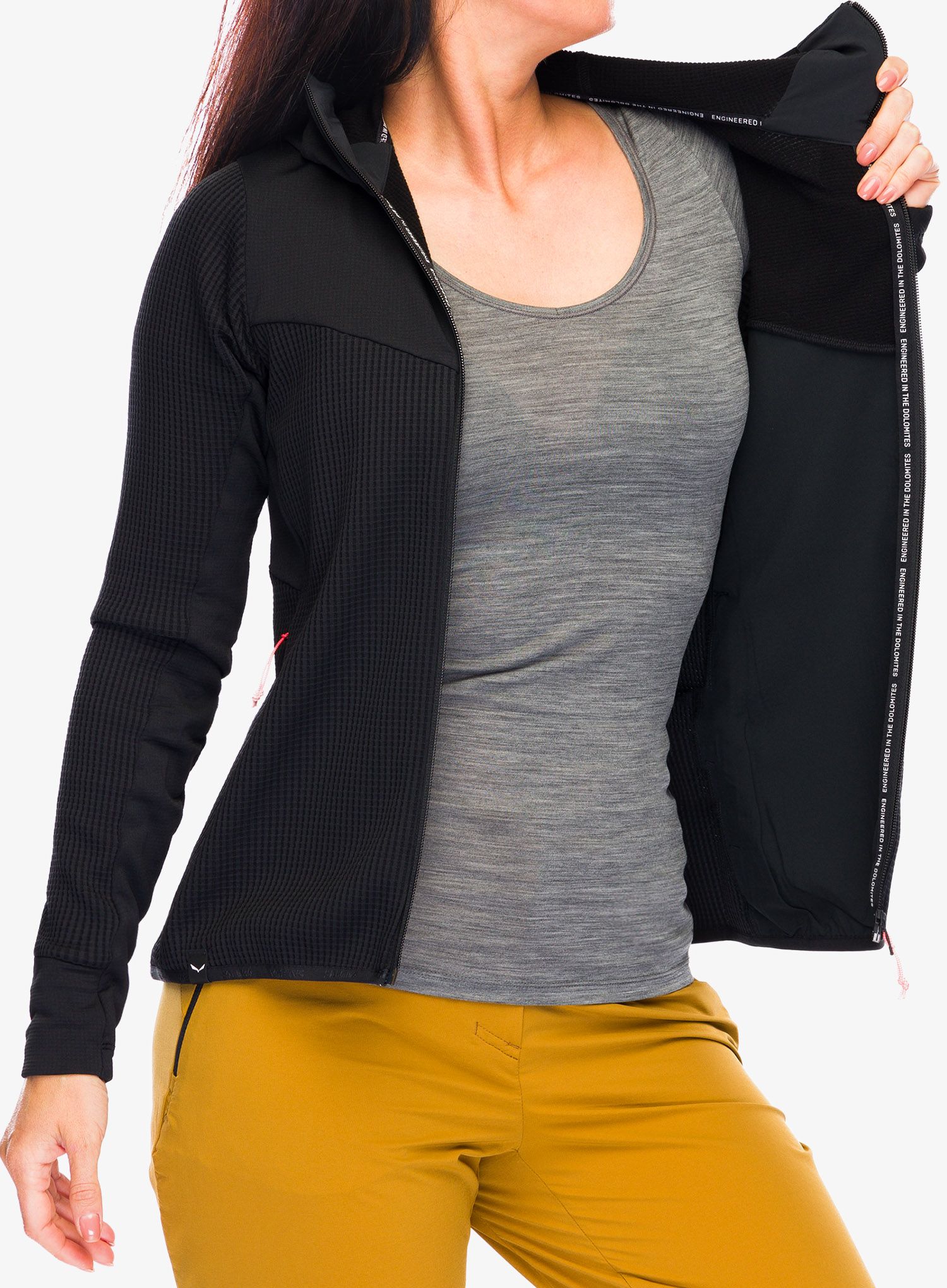 Ženska jopica Salewa Puez Waffle Hyb PL HD Jacket - black out
