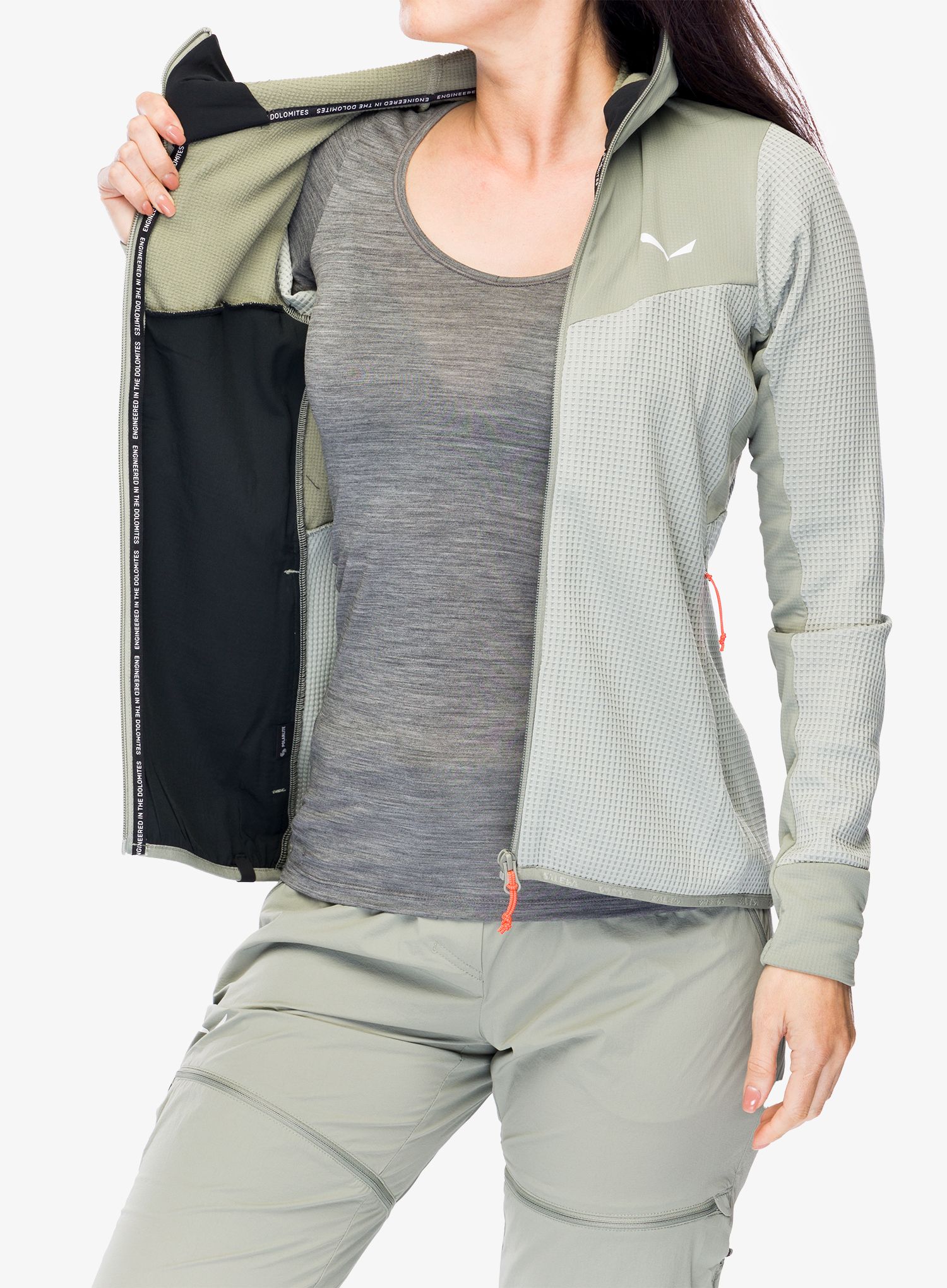 Ženski flis Salewa Puez Waffle Hyb PL HD Jacket - shadow