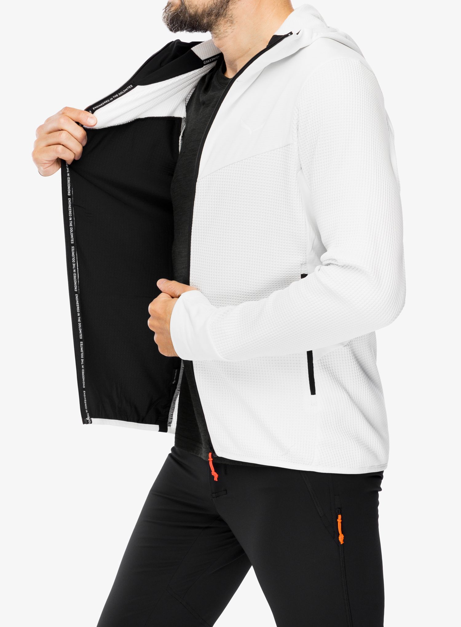 Jopica s kapuco Salewa Puez Waffle Hyb PL HD Jacket - white