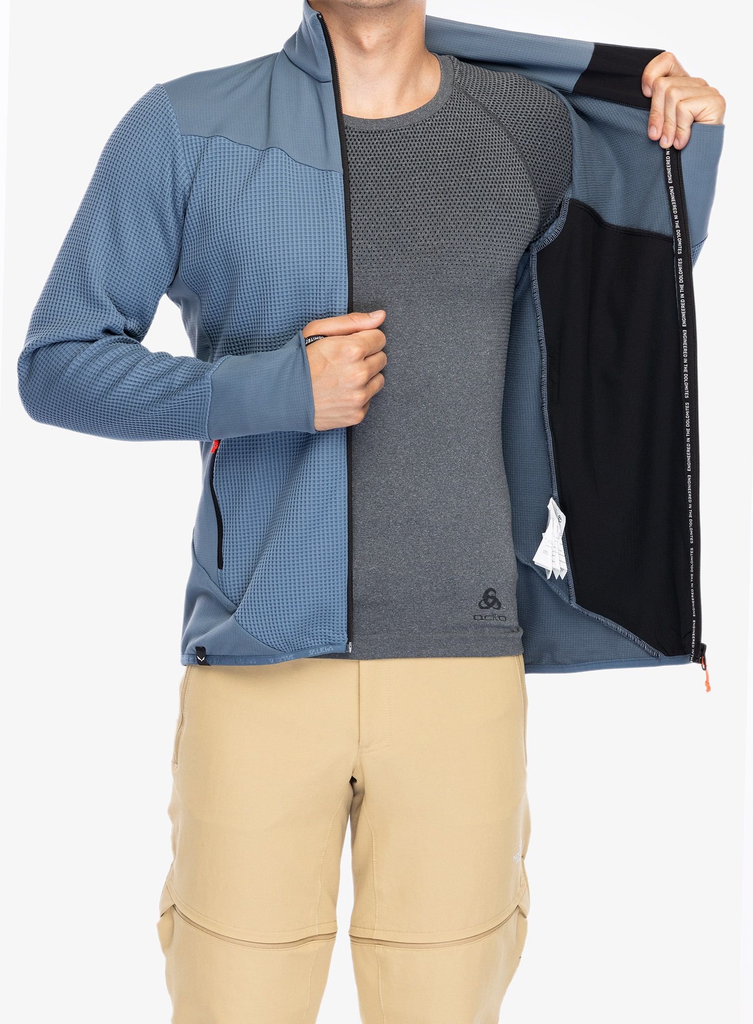Jopica na zadrgo Salewa Puez Waffle Hyb PL Jacket  - java blue