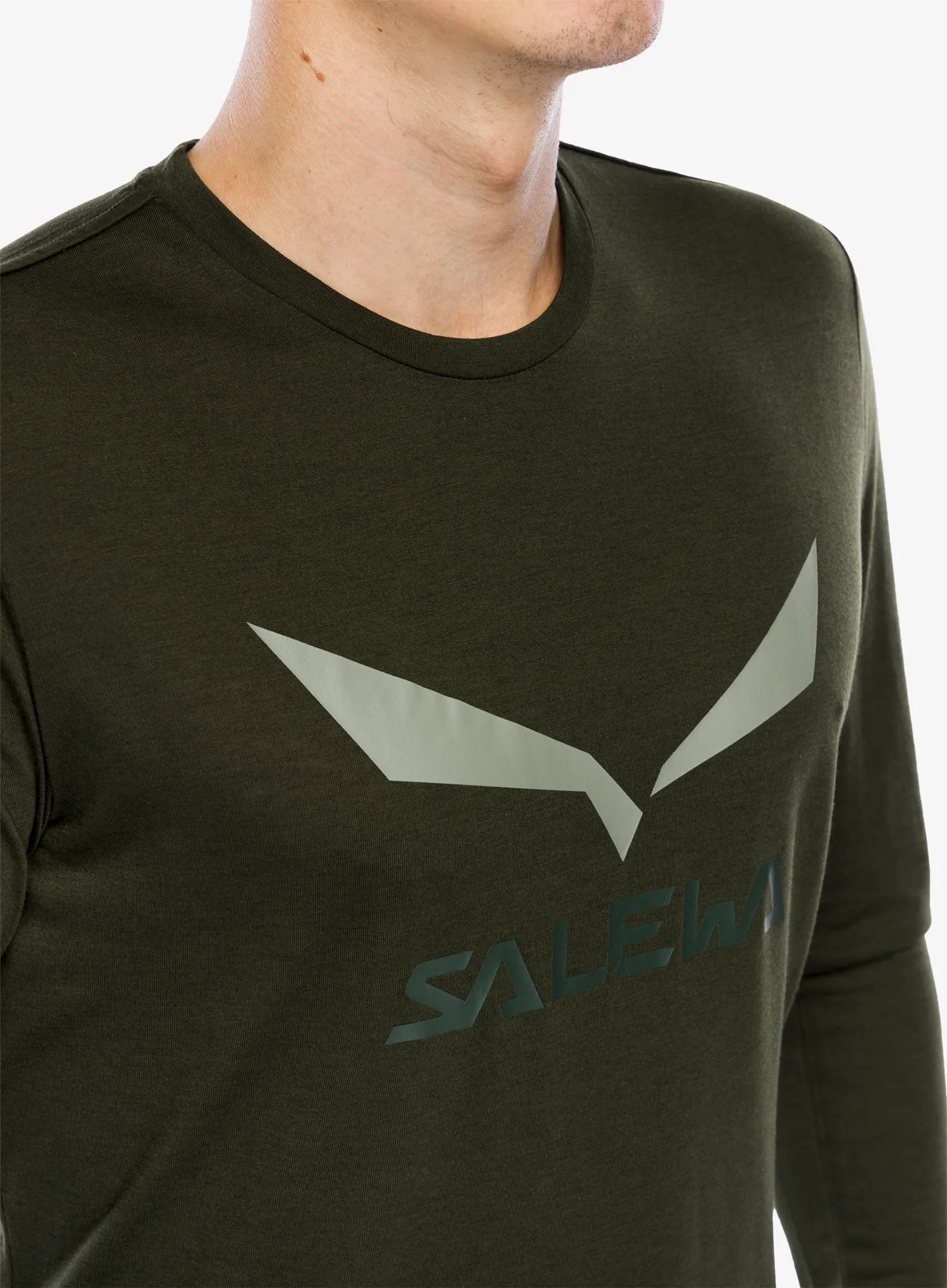 Puloverji brez kapuce Salewa Solidlogo Dry L/S Te - dark olive