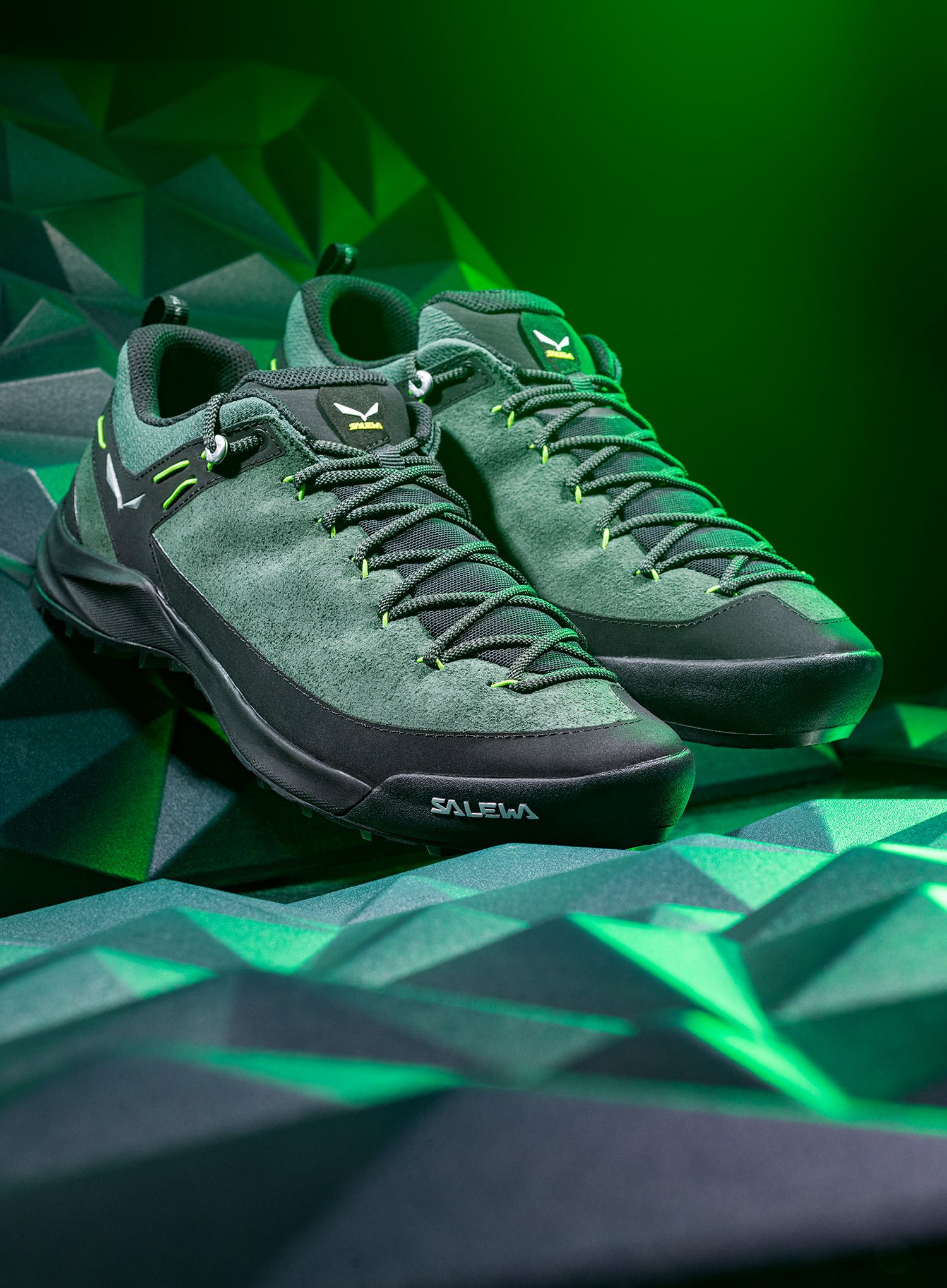 Moški pohodniški čevlji Salewa Wildfire Leather - raw green/black