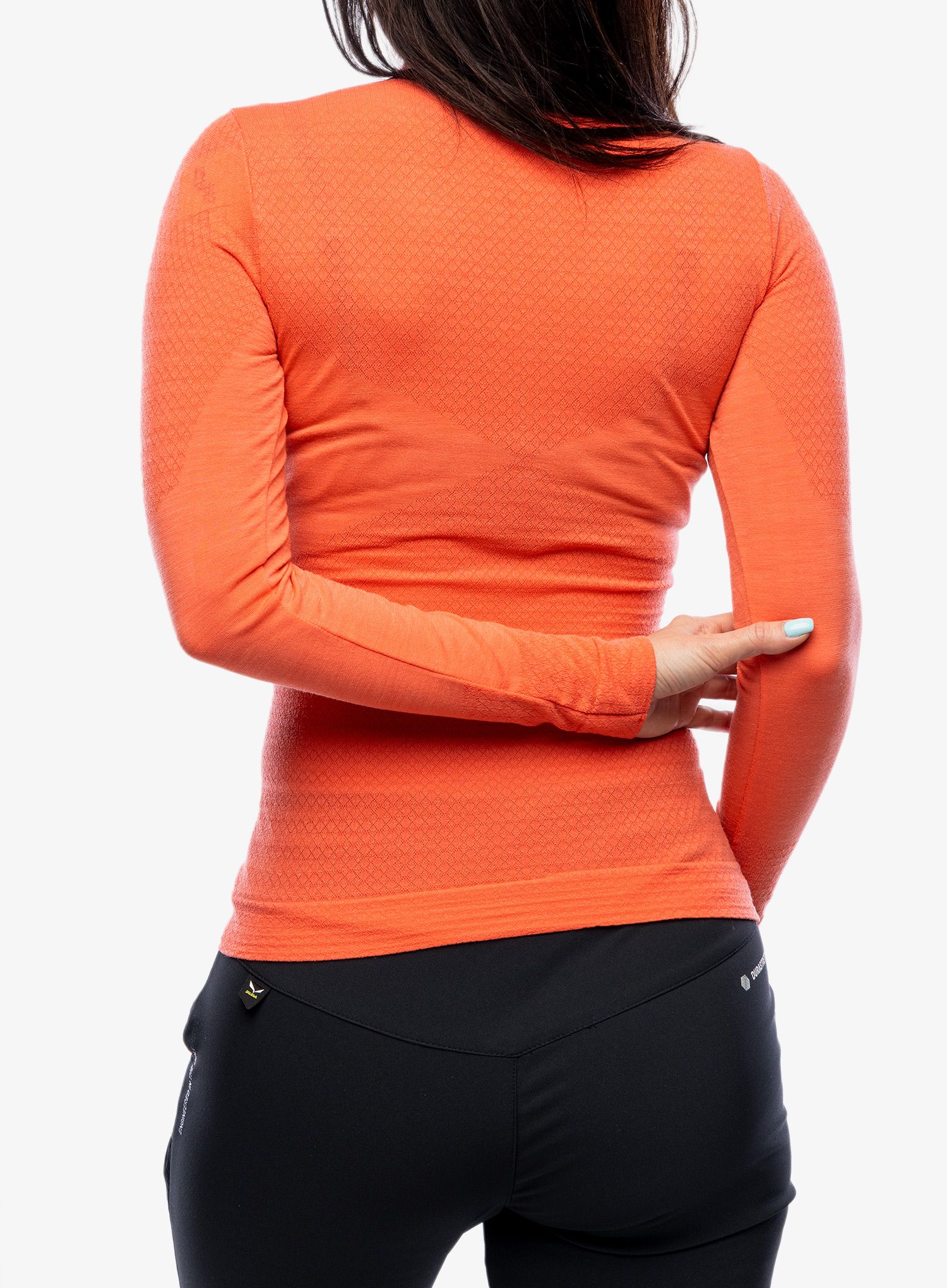 Ženska jopica Salewa Zebru Medium Warm AMR 1/2 Zip Tee - fluo coral