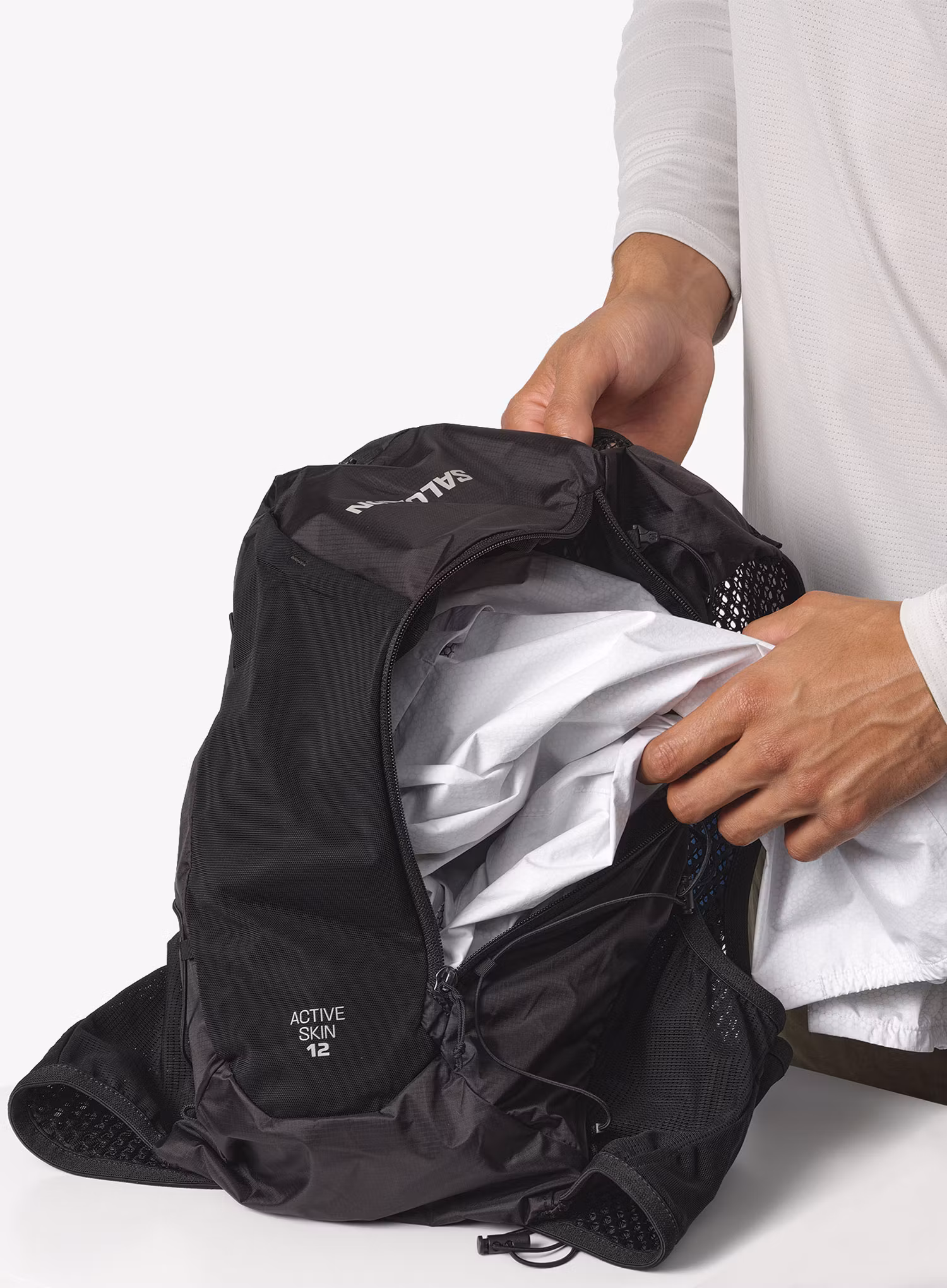 Tekaški brezrokavnik Salomon Active Skin 12 Set - black/metal