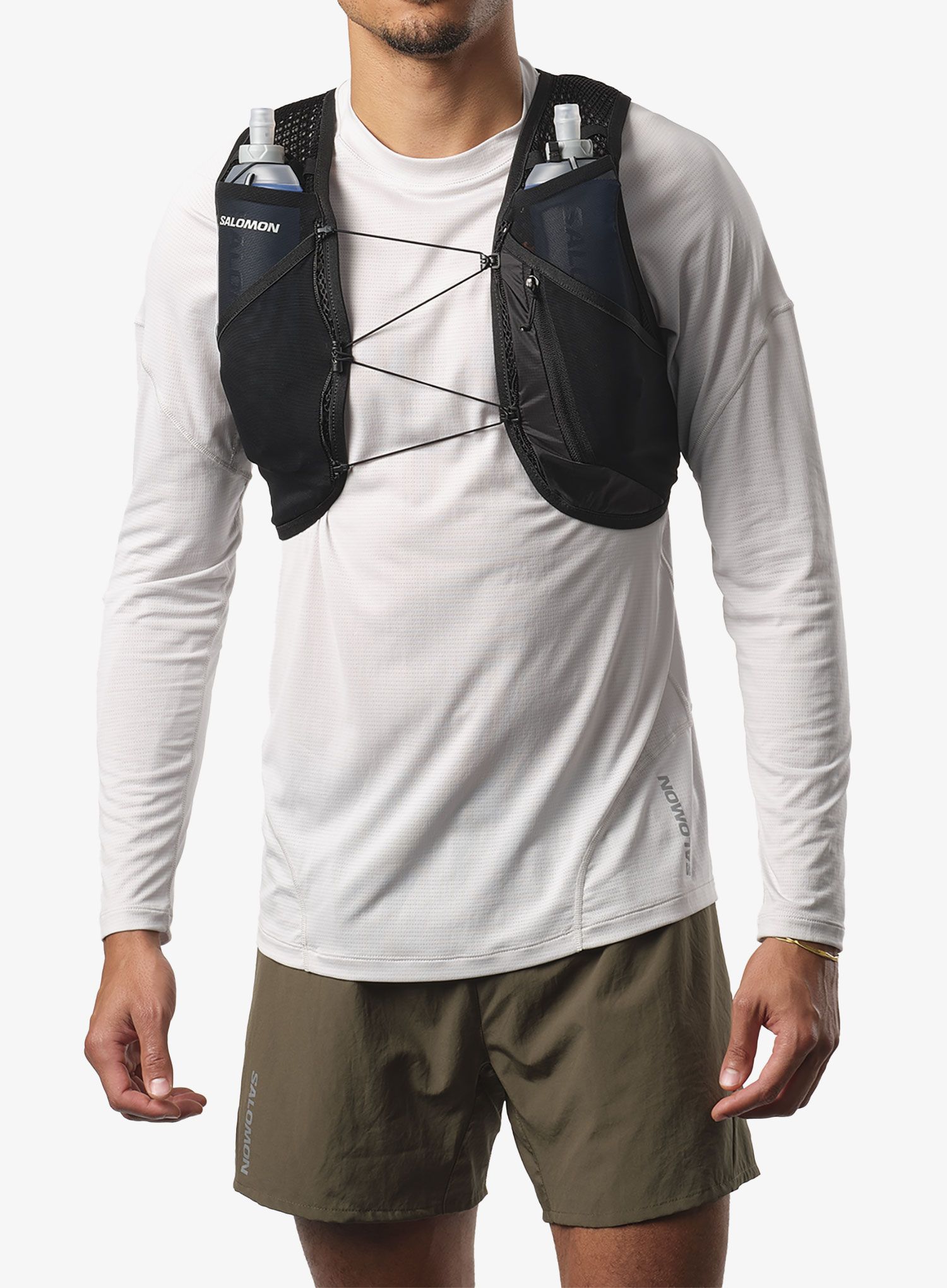 Tekaški brezrokavnik Salomon Active Skin 4 No Flasks - black/metal