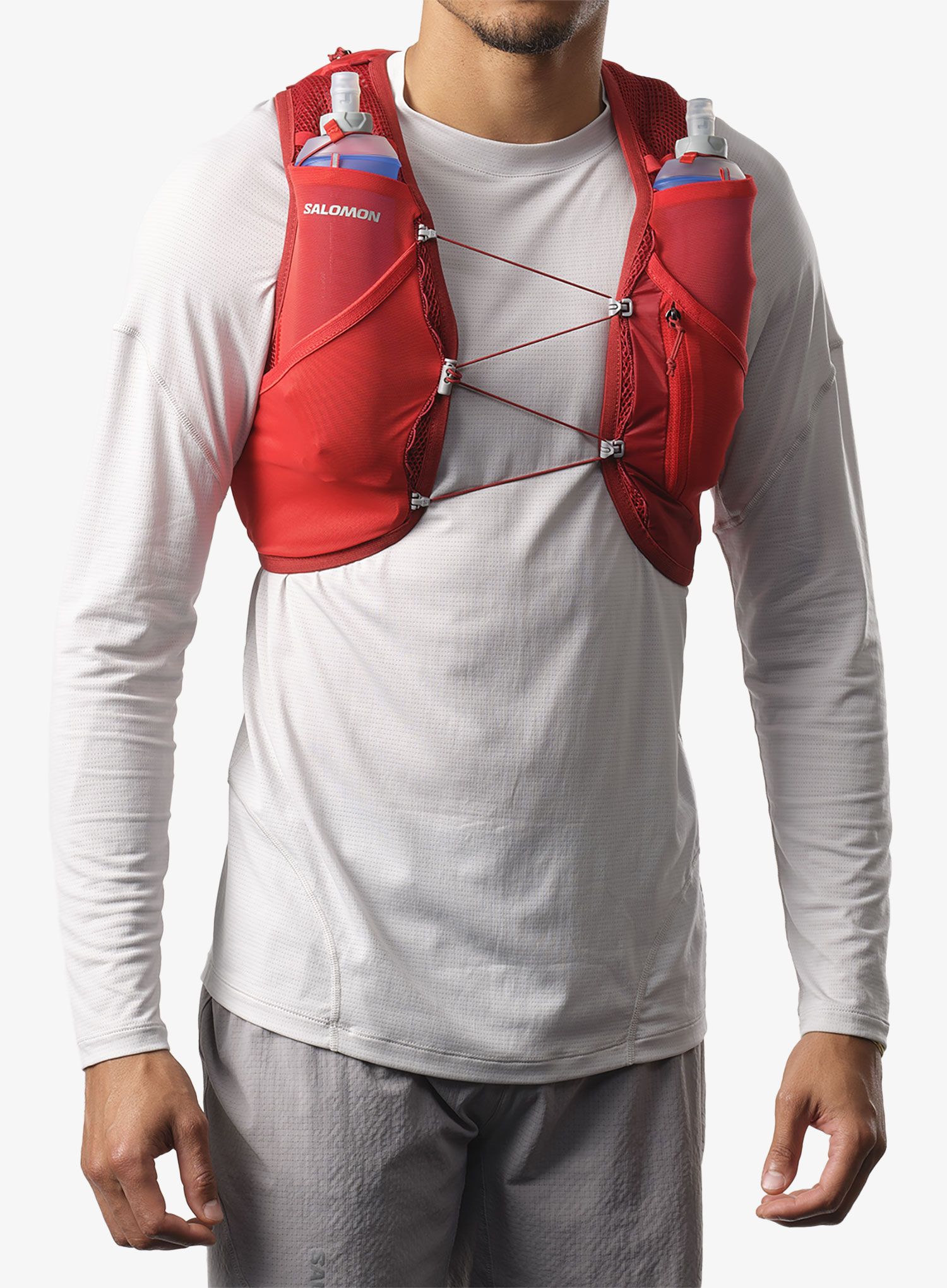 Tekaški brezrokavnik Salomon Active Skin 8 No Flasks - red dahlia/risk red