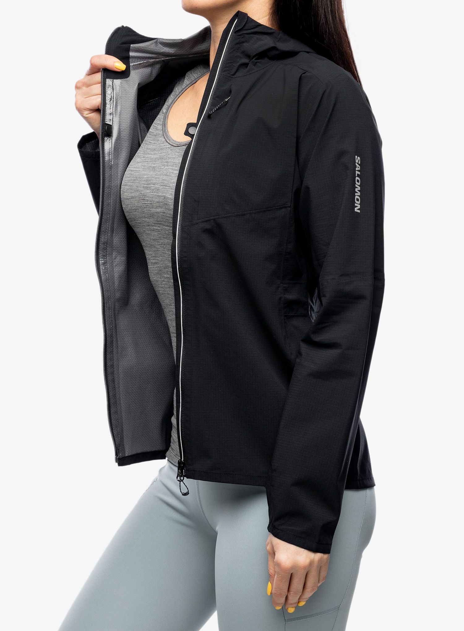 Ženska jakna za tek Salomon Bonatti Trail Jacket - deep black