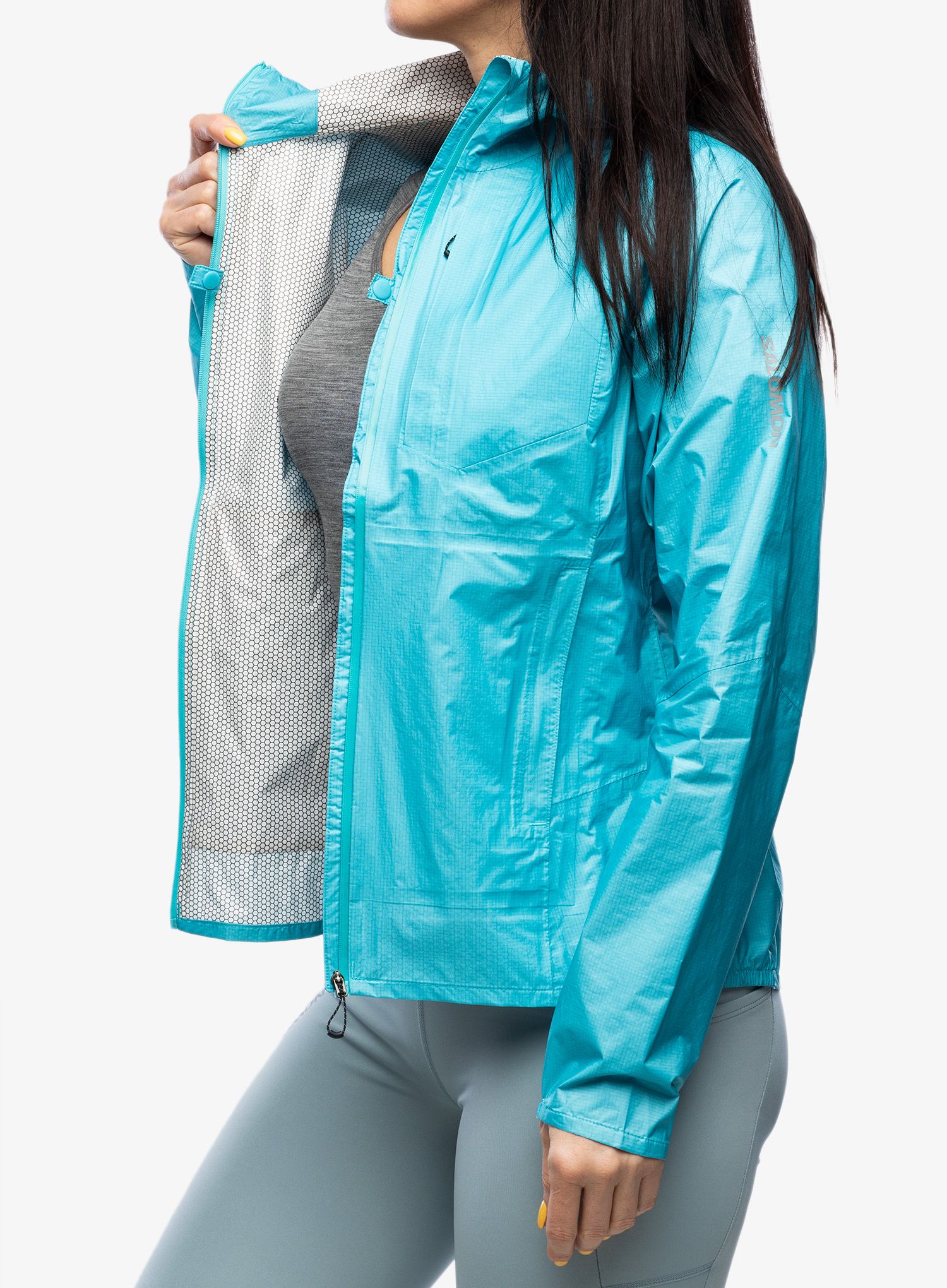 Ženska jakna za tek Salomon Bonatti WP Jacket - peacock blue