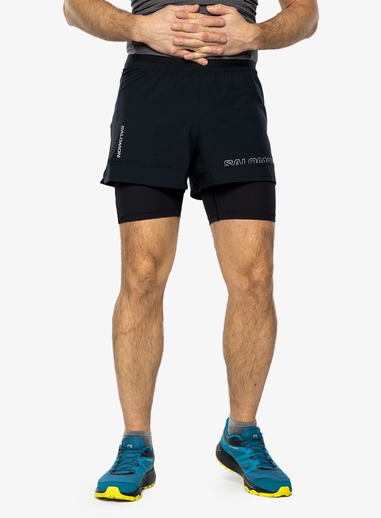 Moške tekaške kratke hlače Salomon Cross 2in1 Shorts - deep black