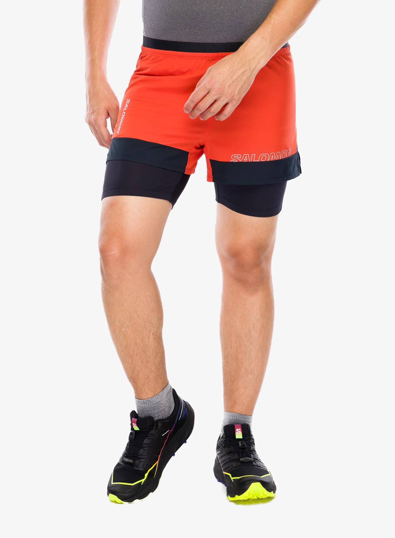 Tekaške kratke hlače Salomon Cross 2in1 Shorts - tomato/deep black