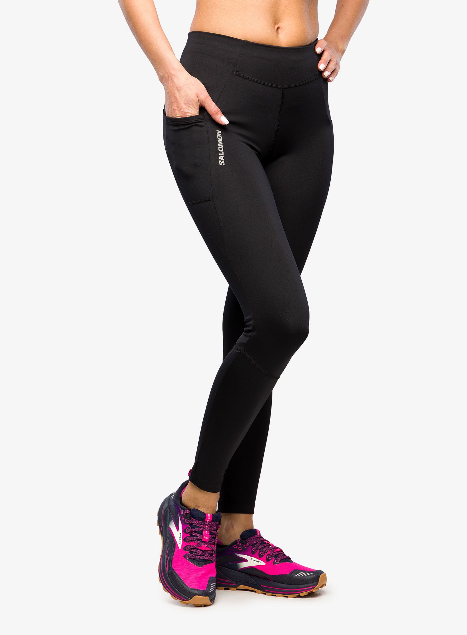 Ženske tekaške pajkice Salomon Cross Run 28 Tight - deep black