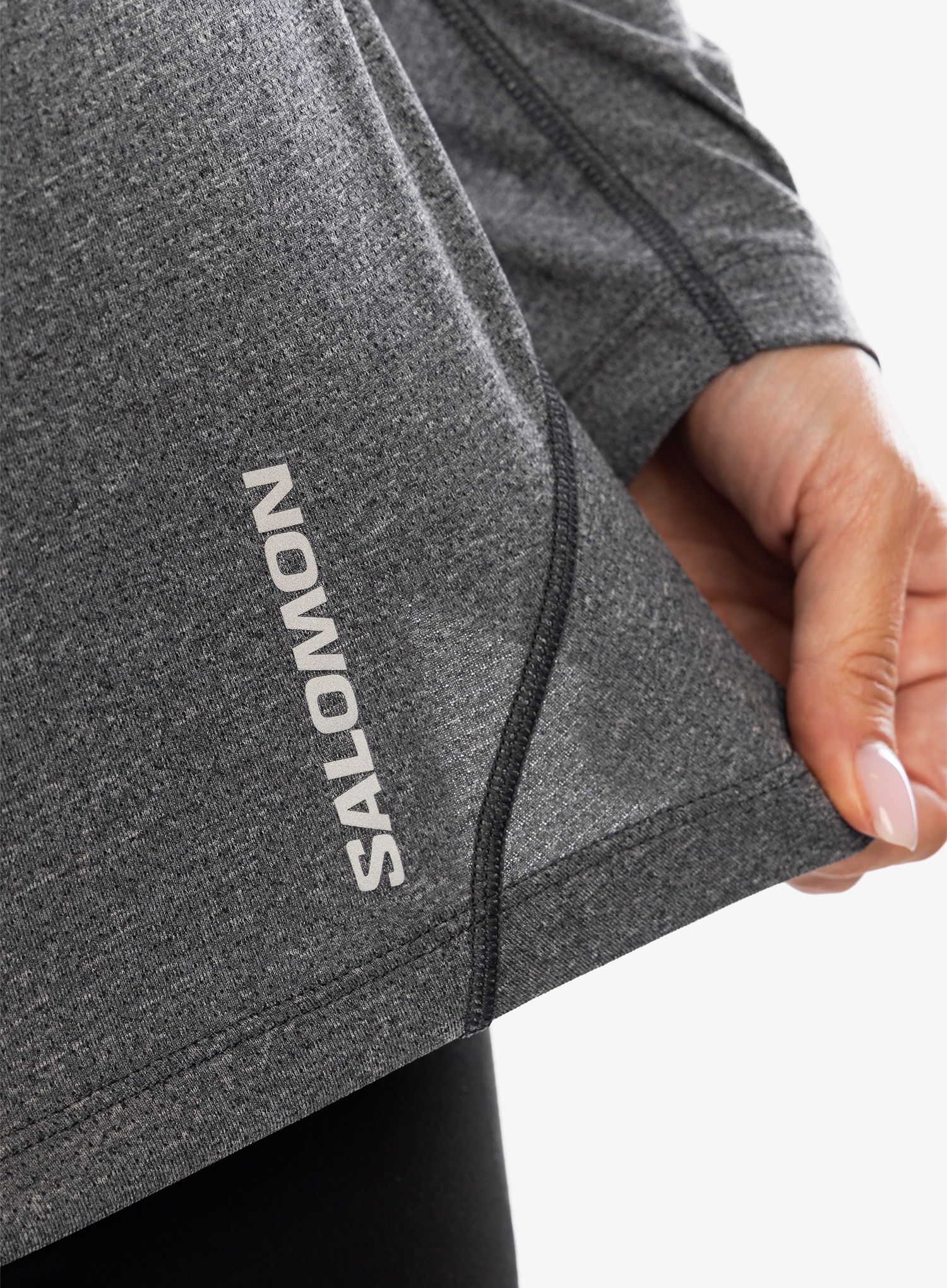 Ženska tekaška jopica Salomon Cross Run L/S Tee - deep black/heather