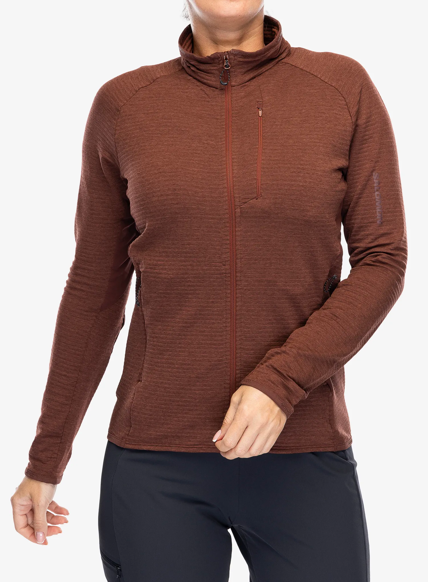 Ženska jopica z zadrgo Salomon Essential Ltwarm FZ - rum raisin