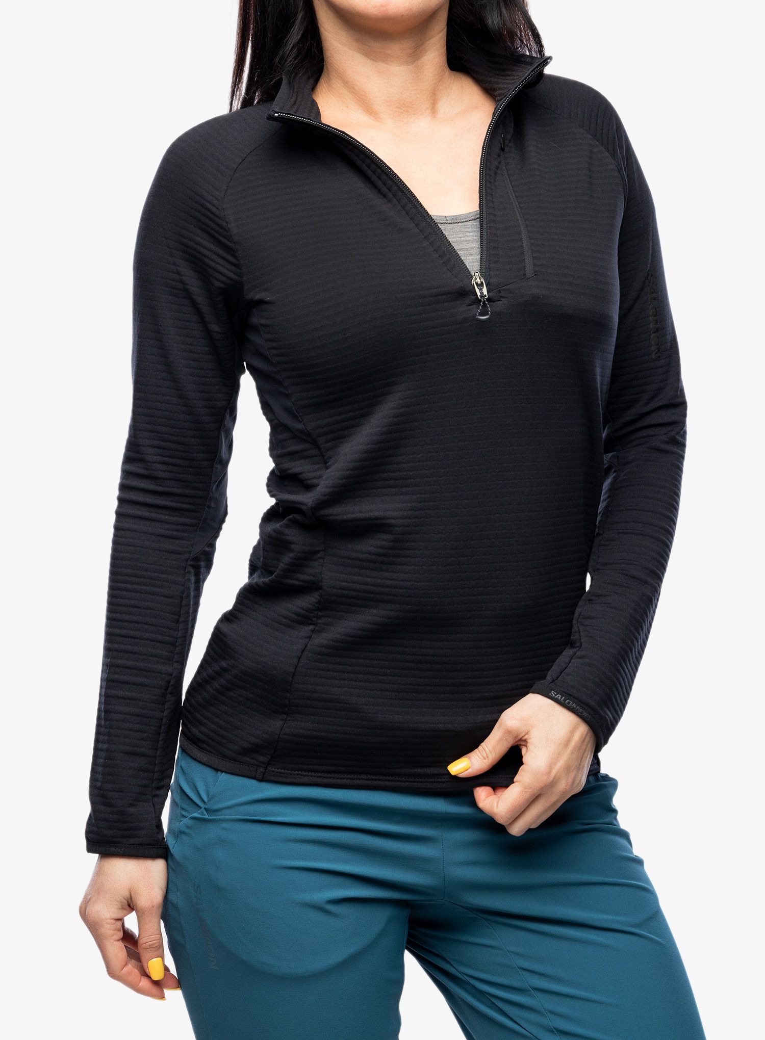 Ženska jopica z zadrgo Salomon Essential Ltwarm Hz - deep black