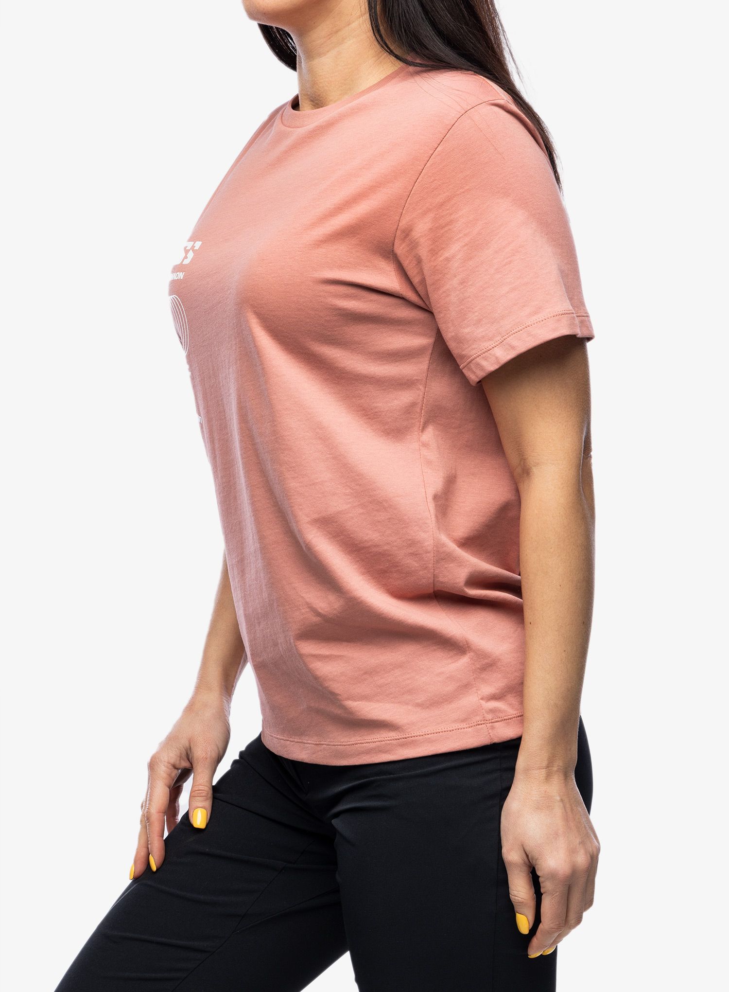 Ženska majica s potiskom Salomon Logo Combo S/S  - light mahogy